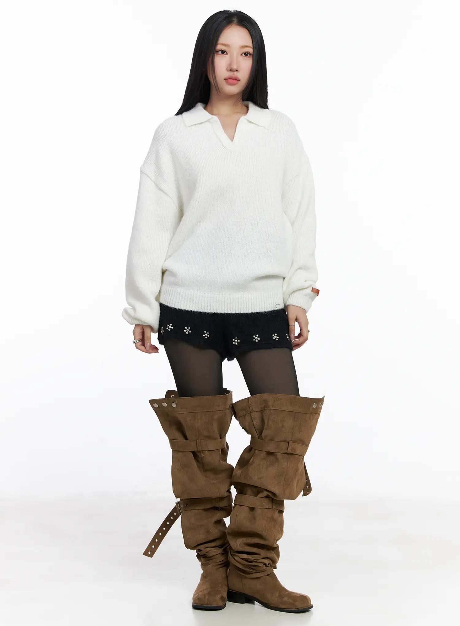 Oversized Collar Knit Sweater CJ514 - Image 7