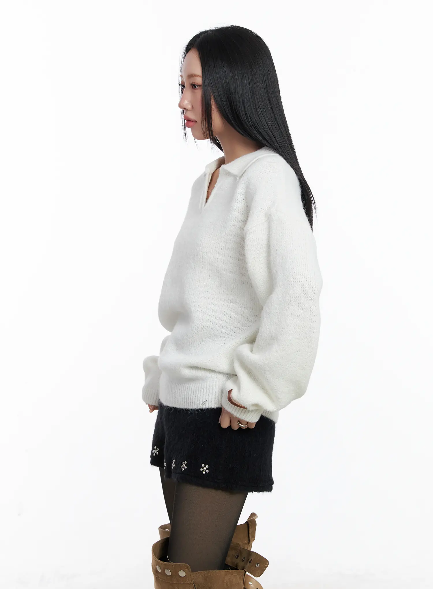 Oversized Collar Knit Sweater CJ514 - Image 8