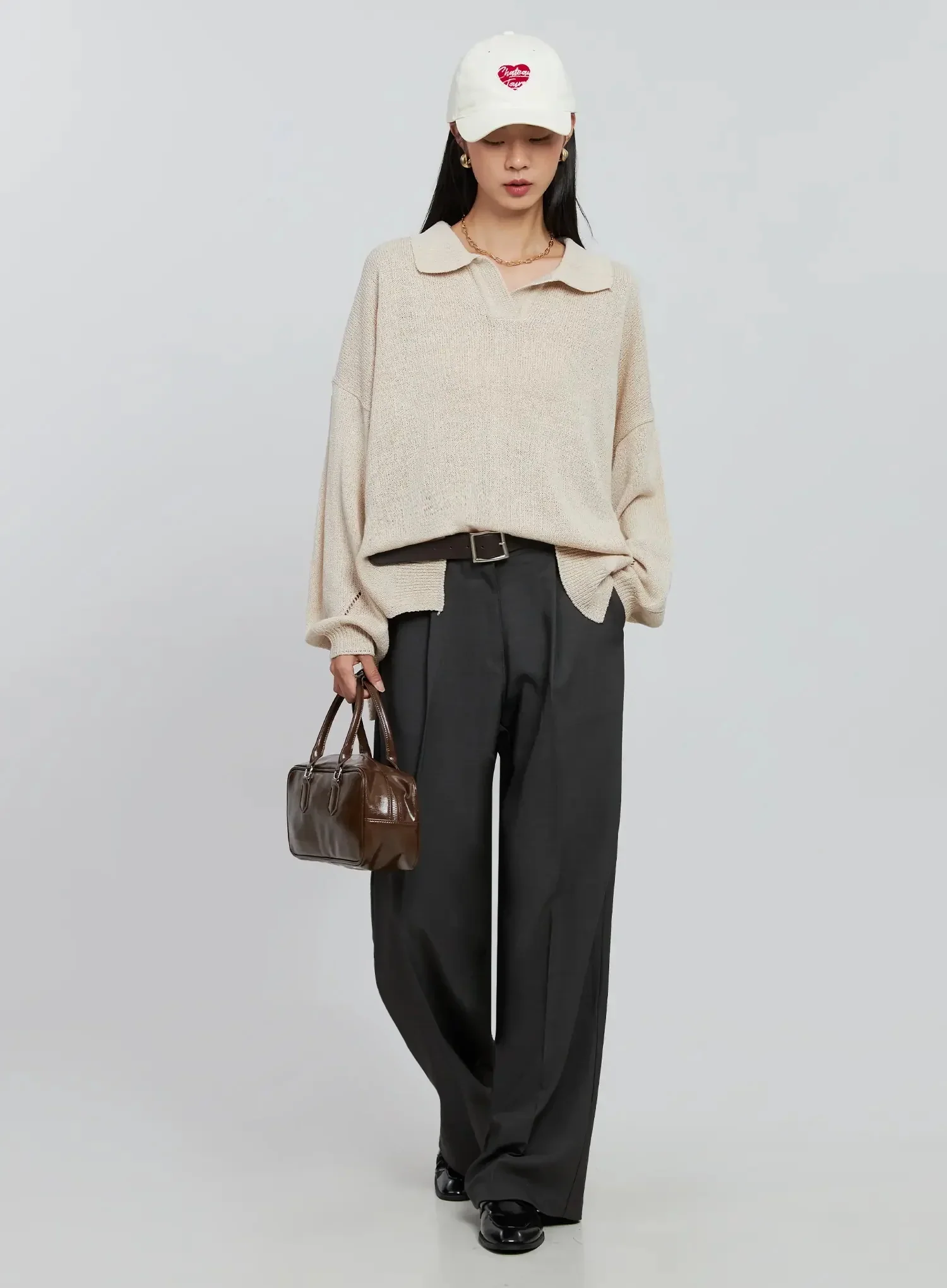 Oversized Collar Knit Top IN507 - Image 10
