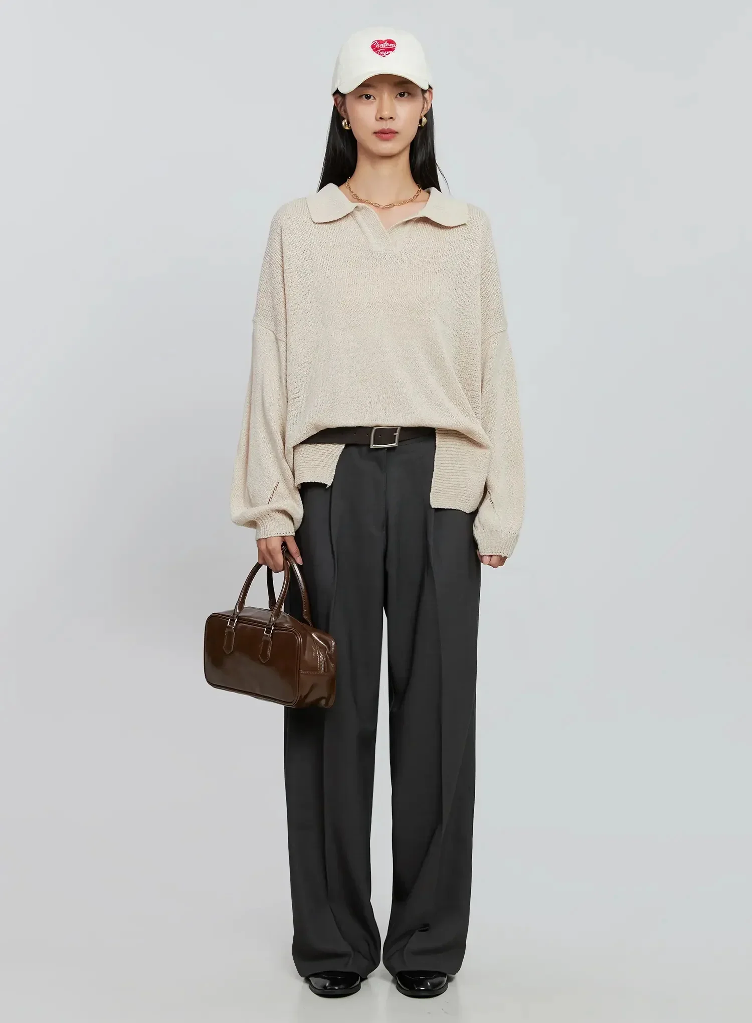 Oversized Collar Knit Top IN507 - Image 16