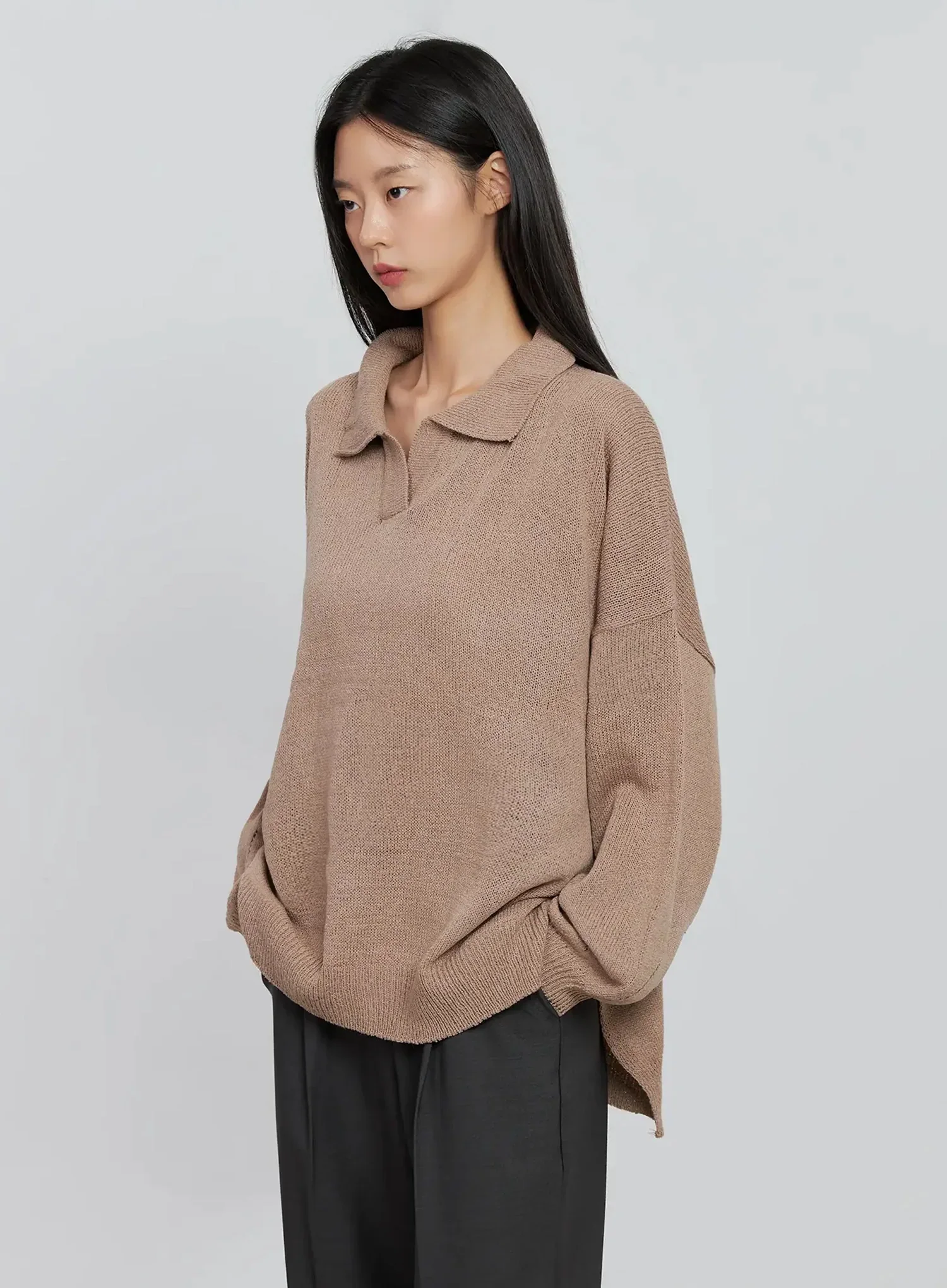 Oversized Collar Knit Top IN507 - Image 17