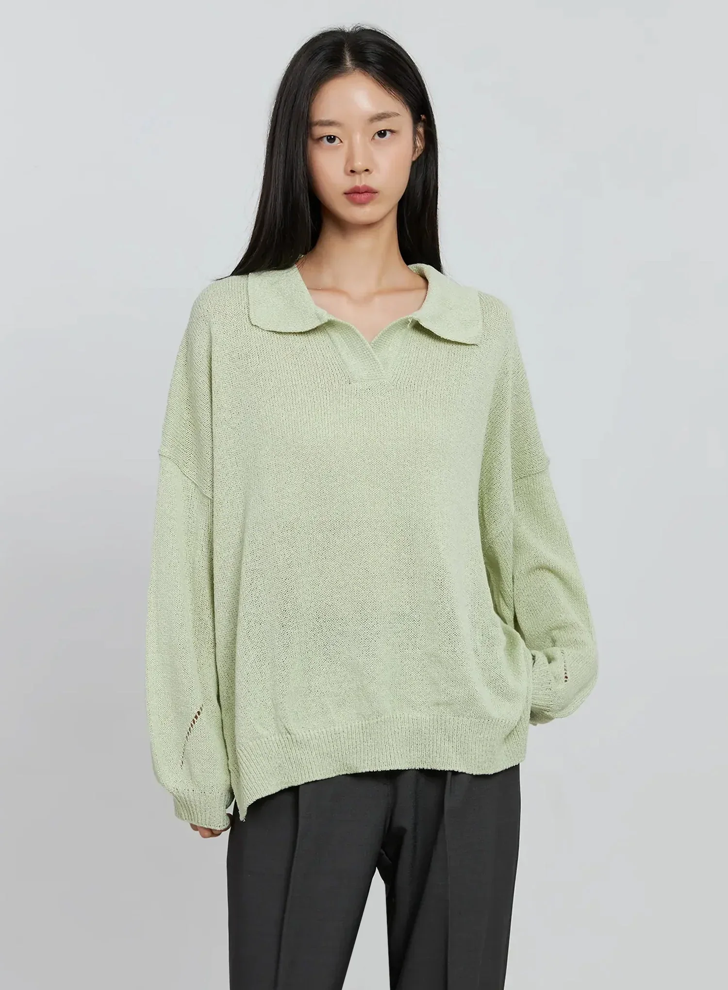 Oversized Collar Knit Top IN507 - Image 18