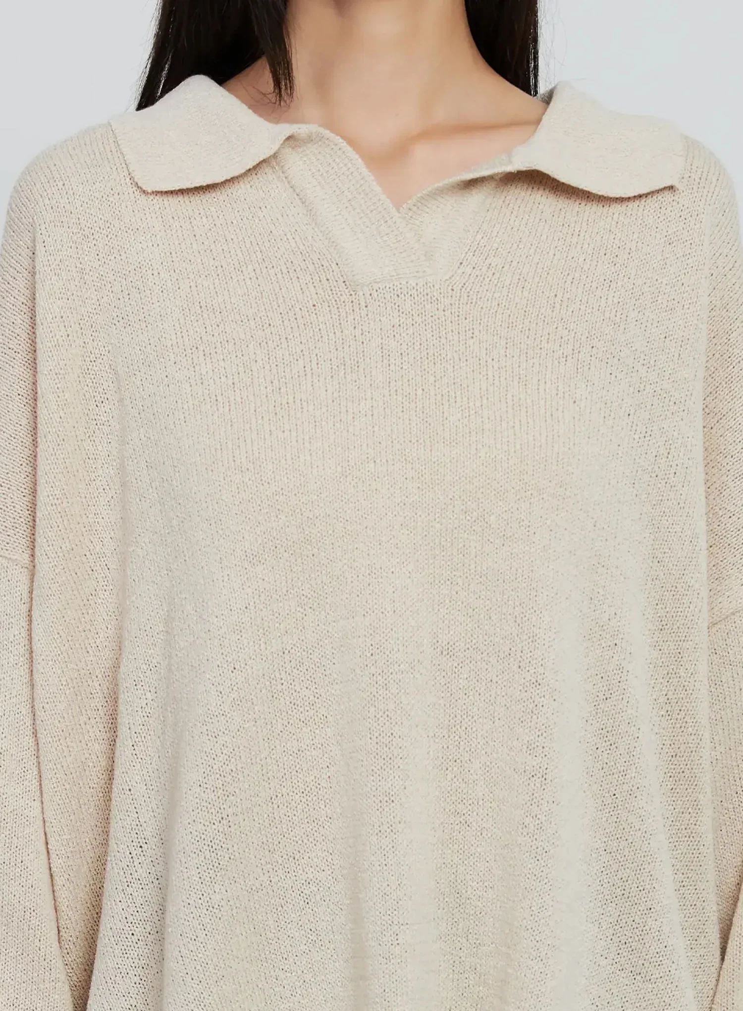 Oversized Collar Knit Top IN507 - Image 4