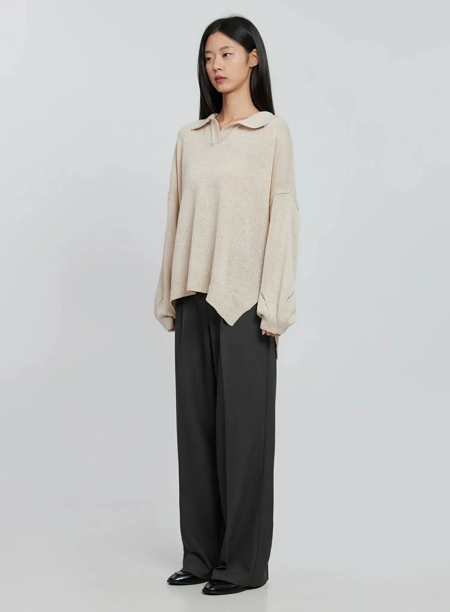 Oversized Collar Knit Top IN507 - Image 6