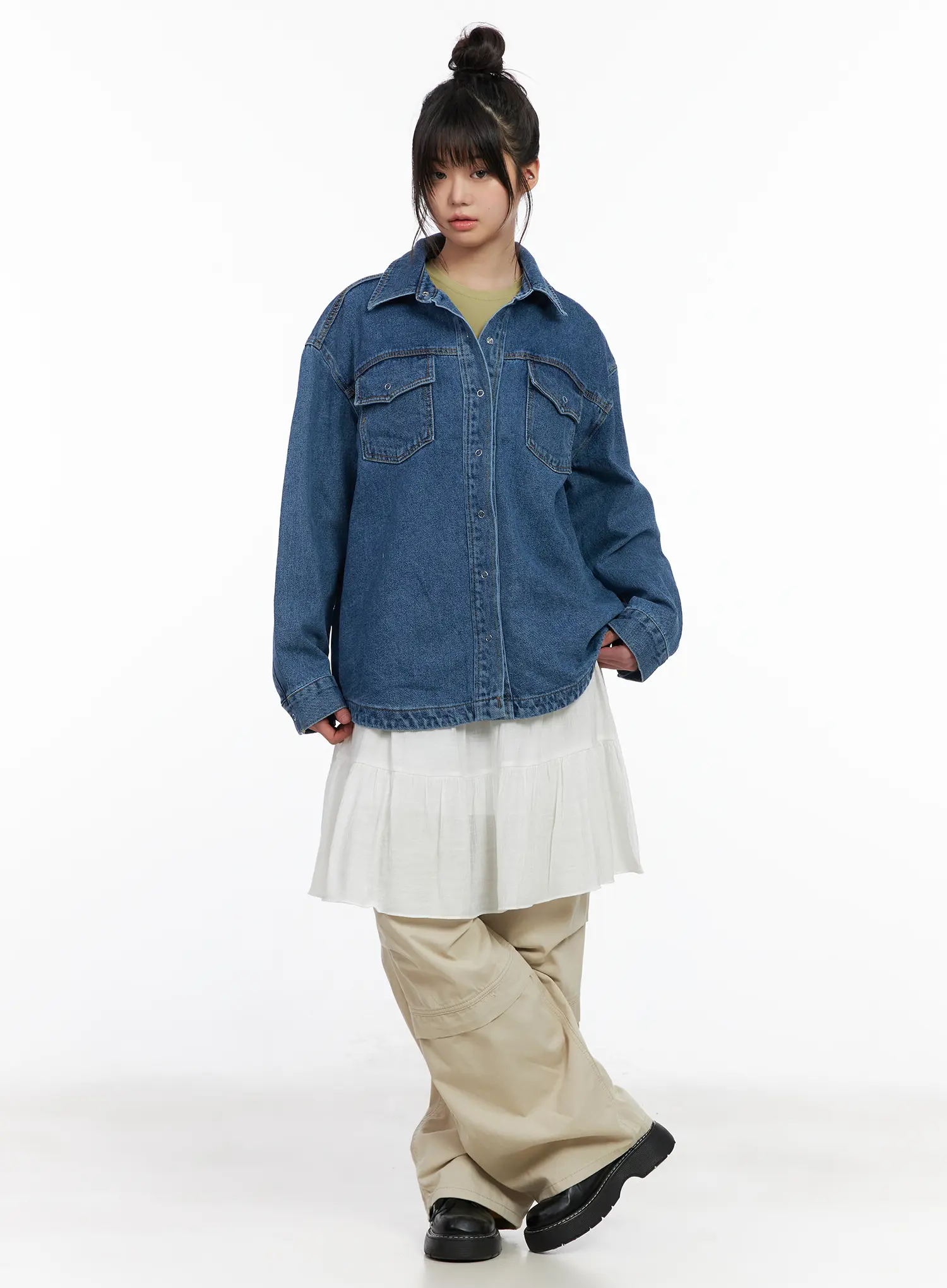 Oversized Denim Buttoned Jacket CM512 - Image 2