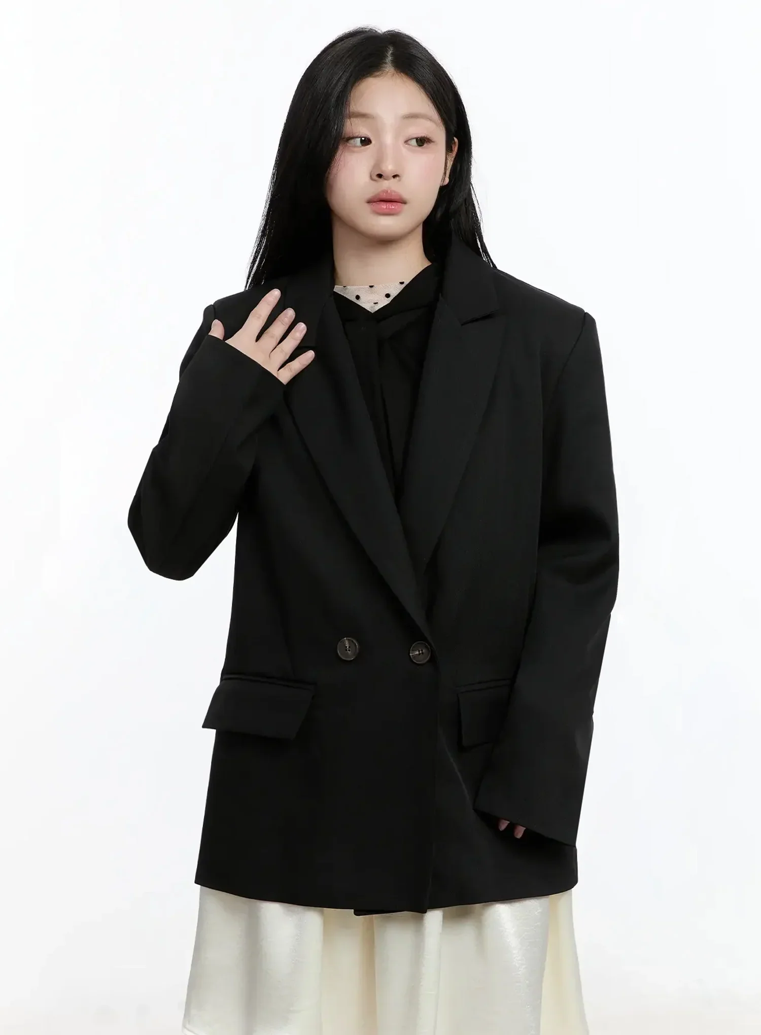 Oversized Double-Button Blazer IM519 - Image 3