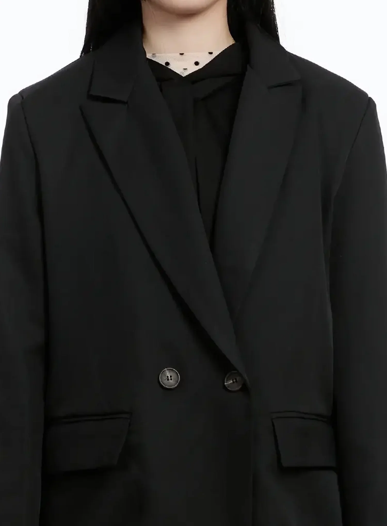 Oversized Double-Button Blazer IM519 - Image 4
