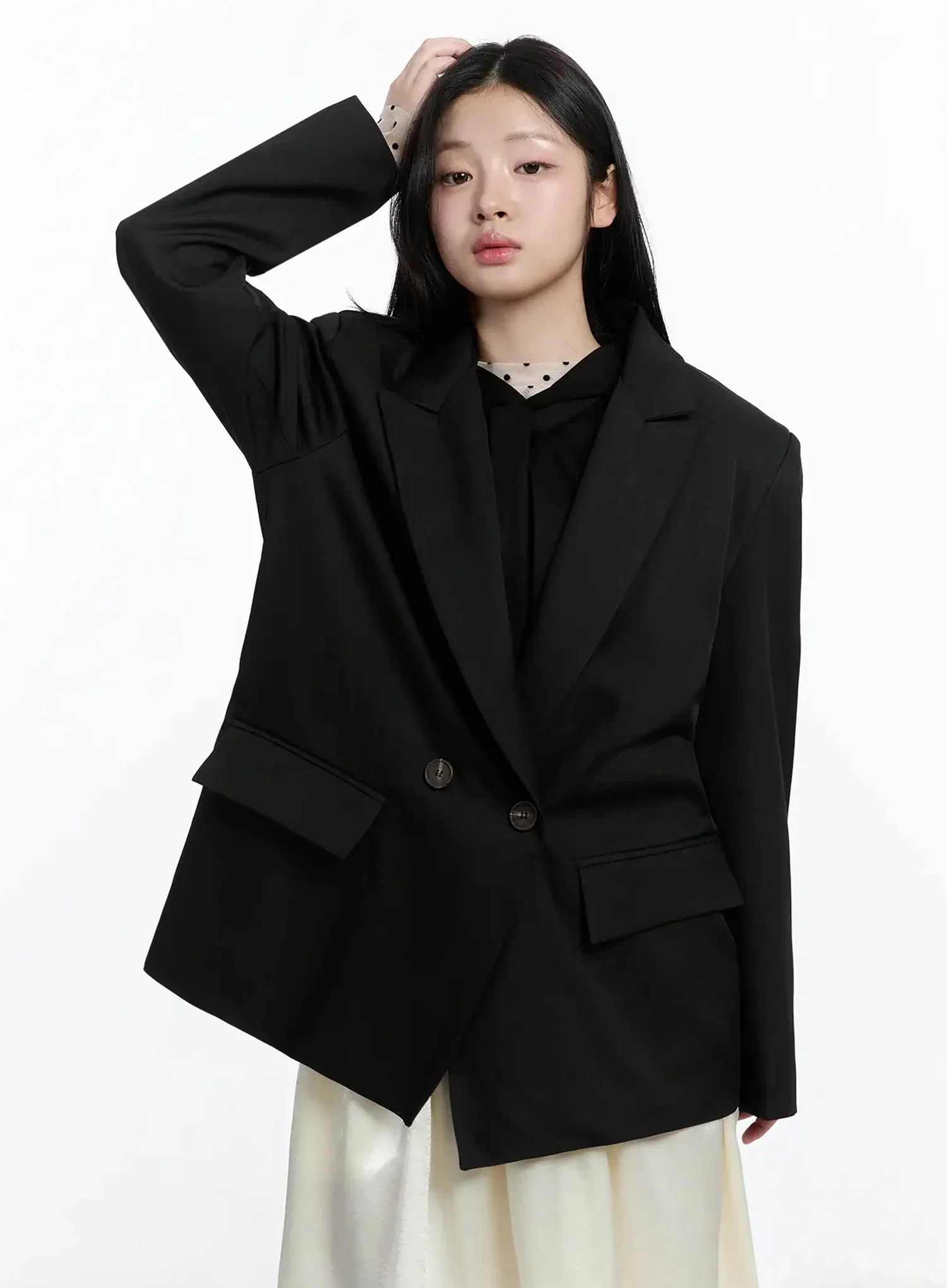 Oversized Double-Button Blazer IM519 - Image 7