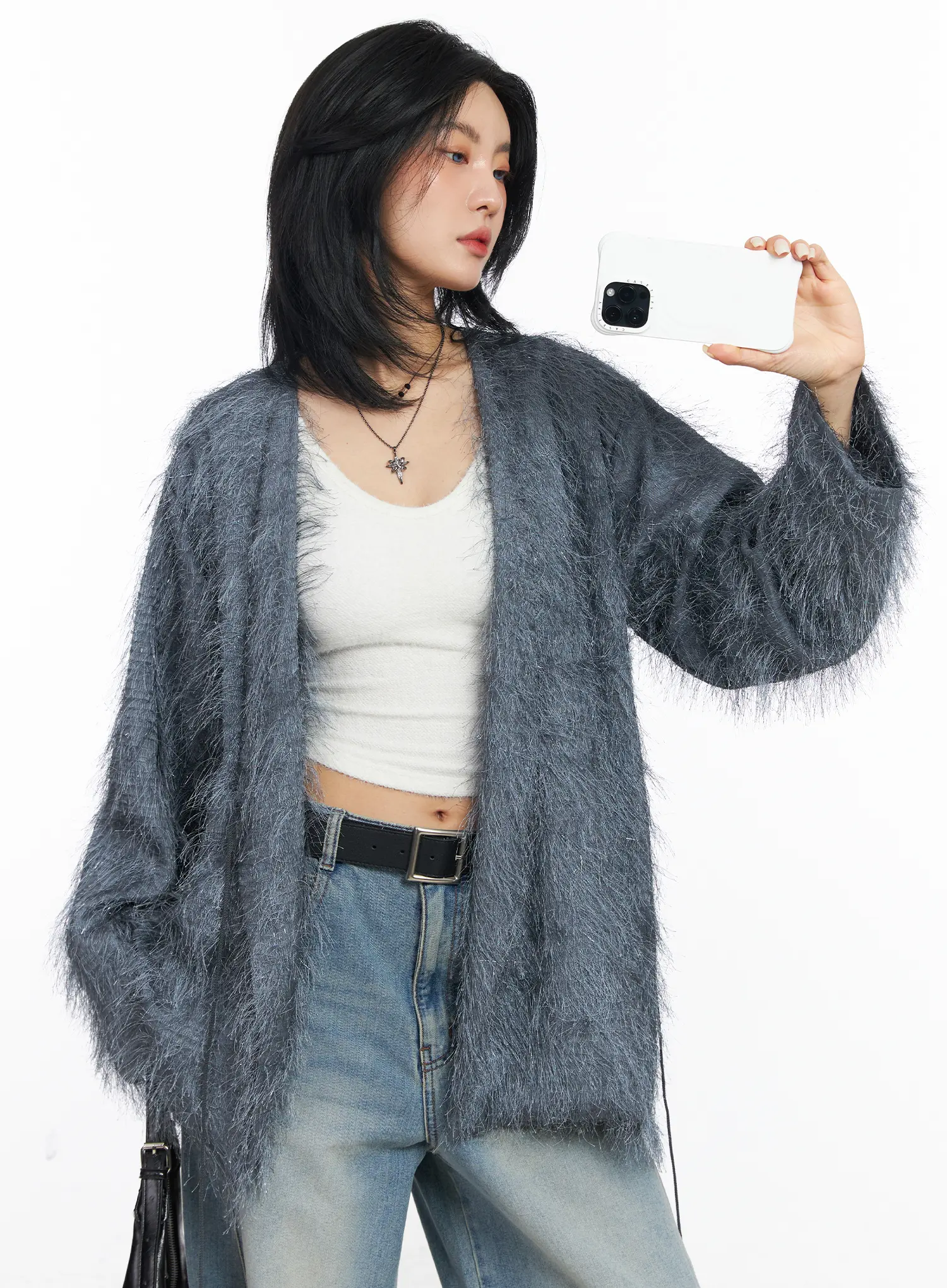 Oversized Fuzzy Knit Cardigan CJ523