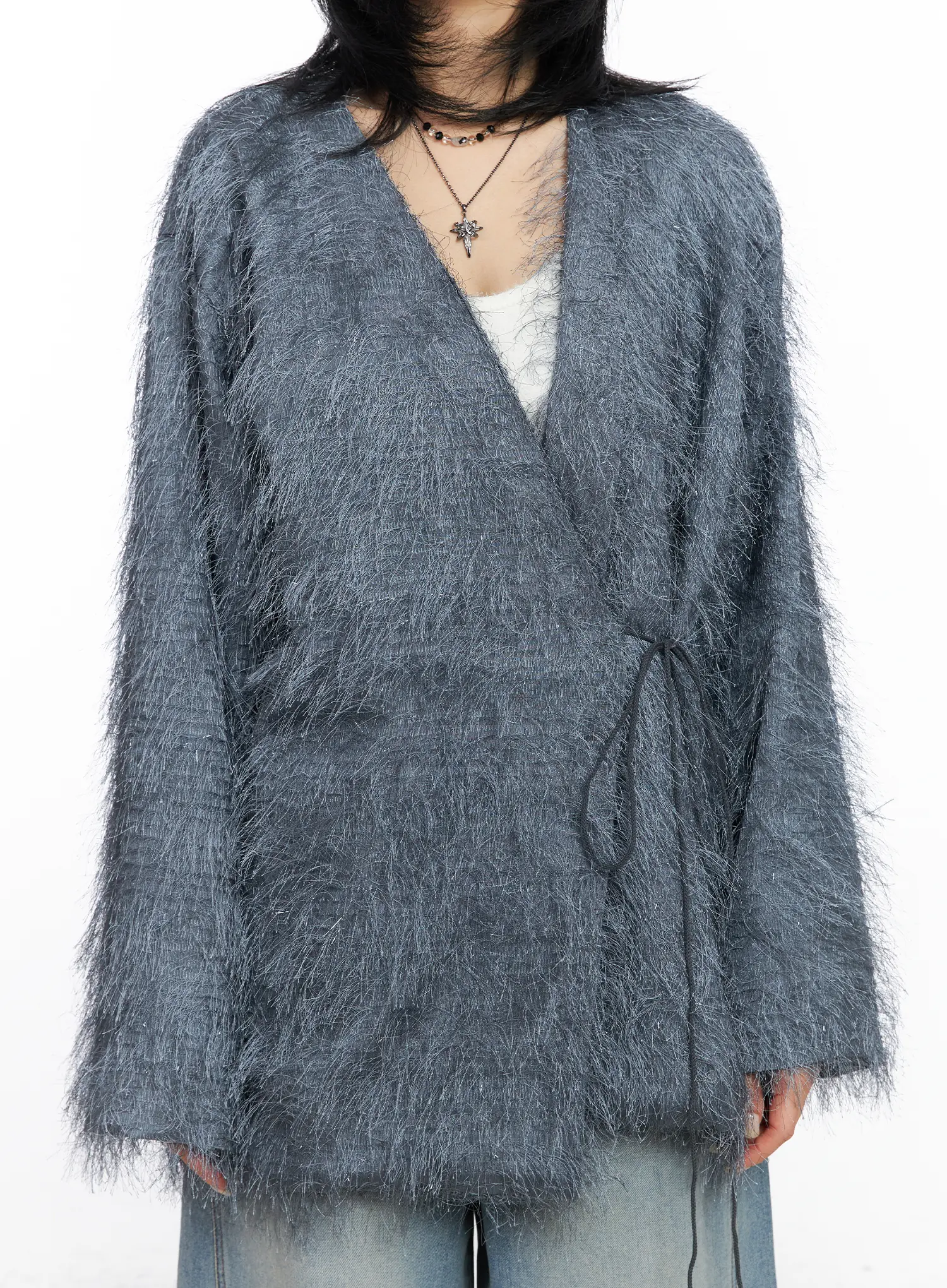 Oversized Fuzzy Knit Cardigan CJ523 - Image 4