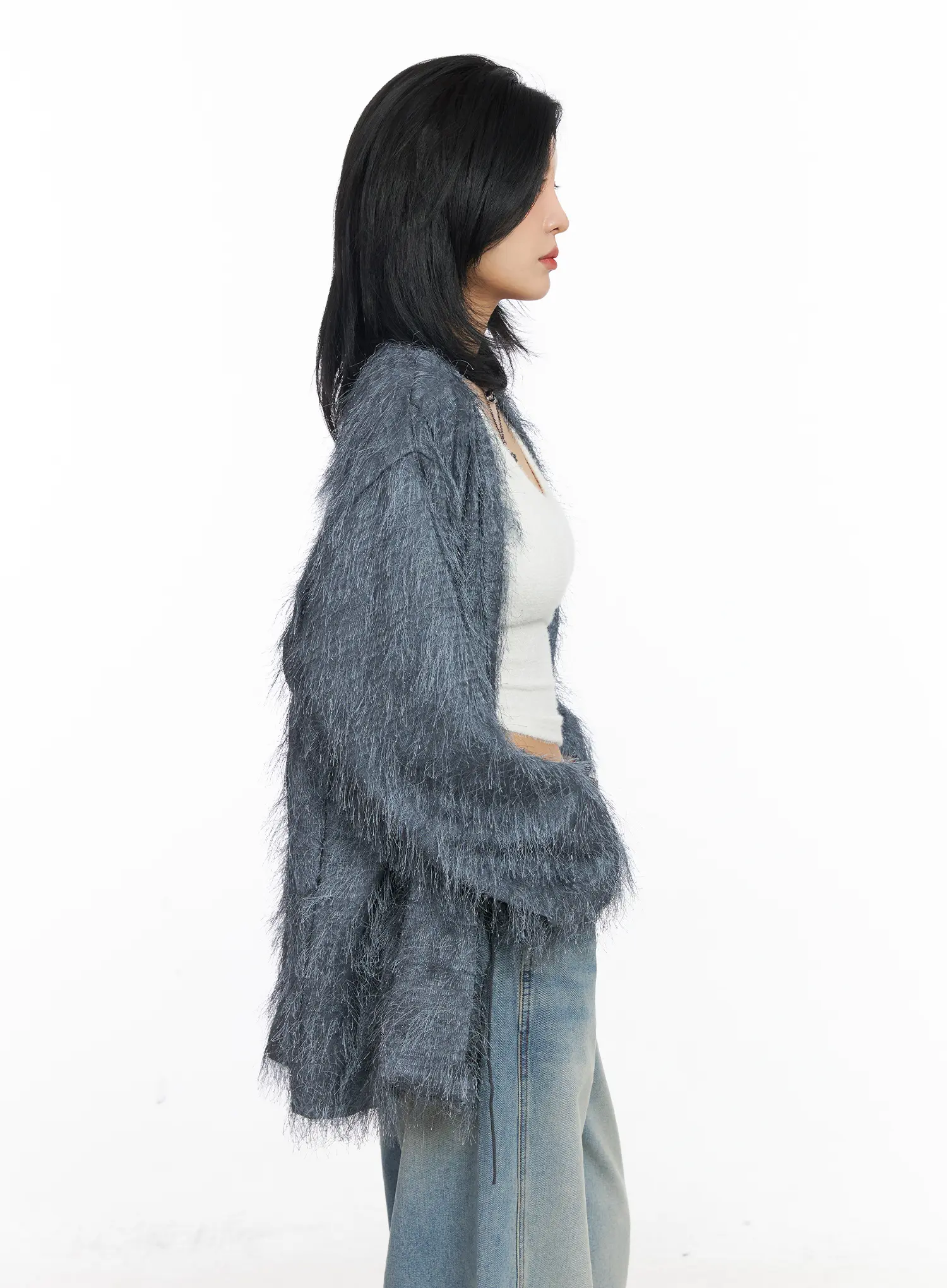 Oversized Fuzzy Knit Cardigan CJ523 - Image 7