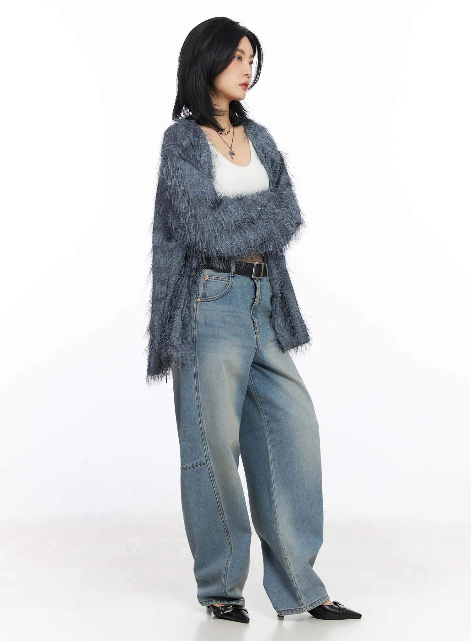 Oversized Fuzzy Knit Cardigan CJ523 - Image 8