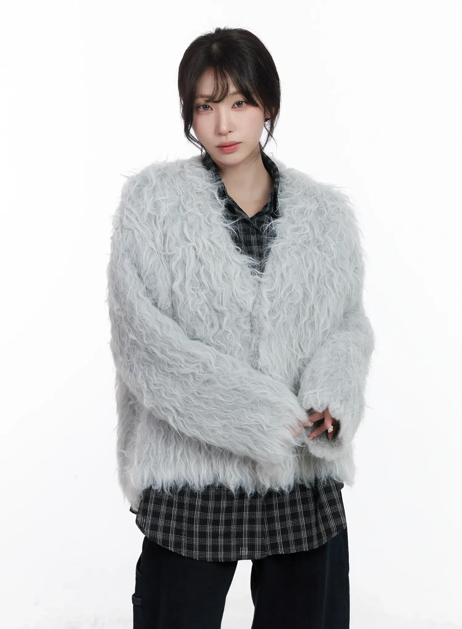 Oversized Fuzzy Wool Cardigan CJ526 - Image 6