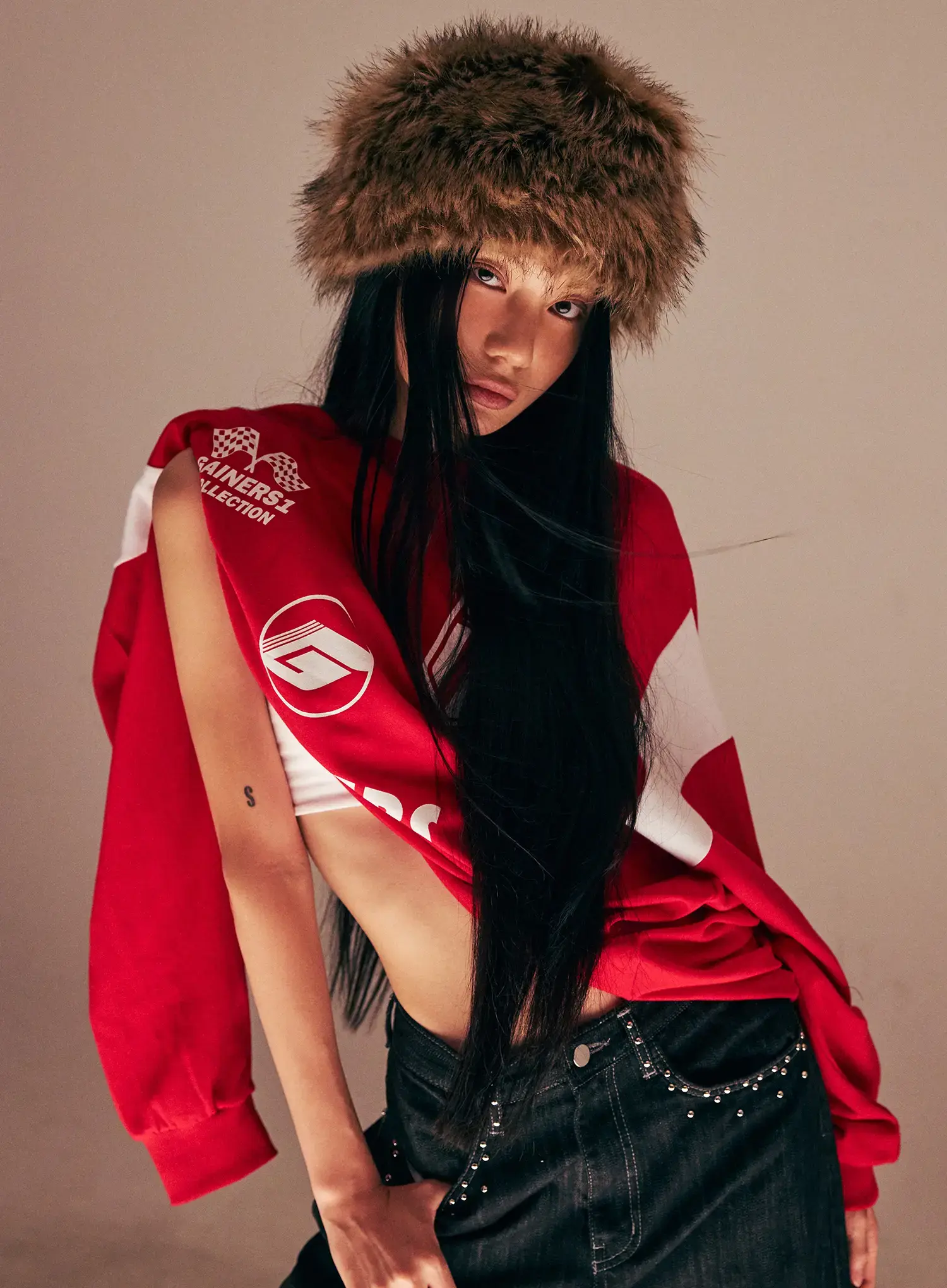 Oversized Graphic Jersey Sweatshirt CS509