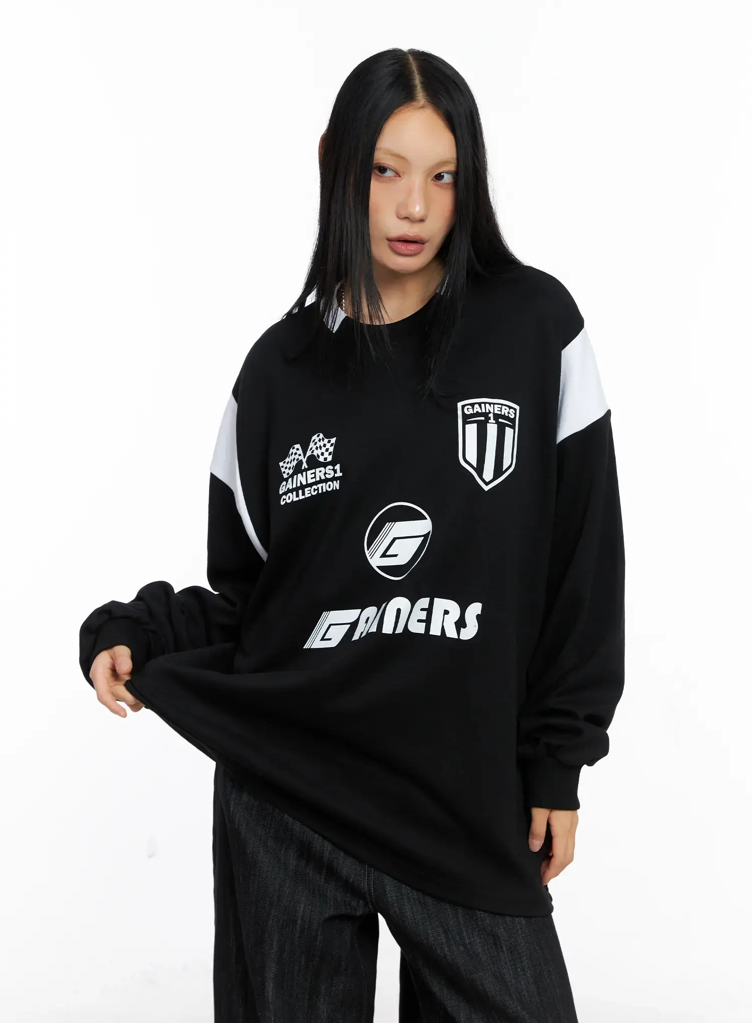 Oversized Graphic Jersey Sweatshirt CS509 - Image 13