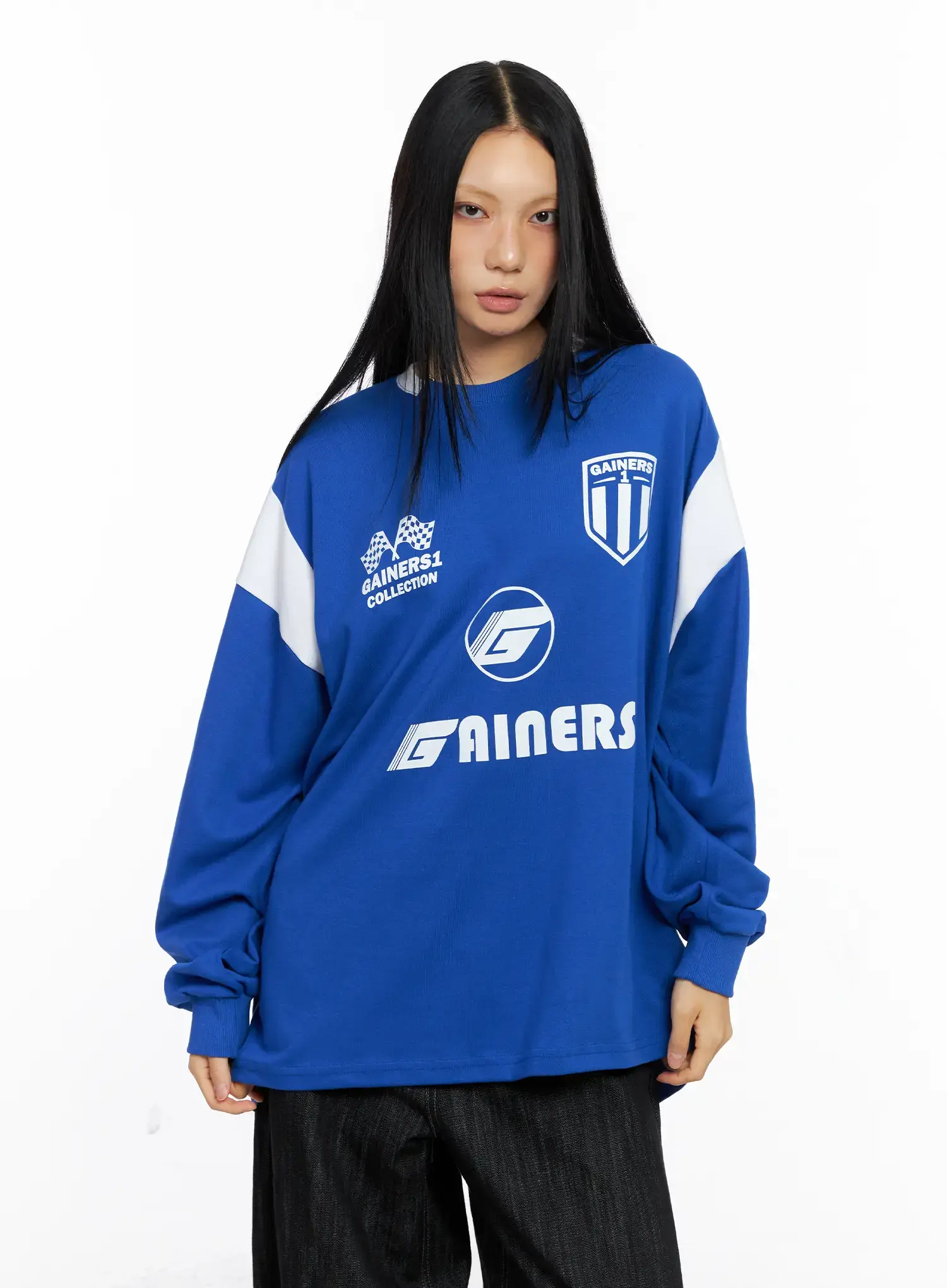 Oversized Graphic Jersey Sweatshirt CS509 - Image 2