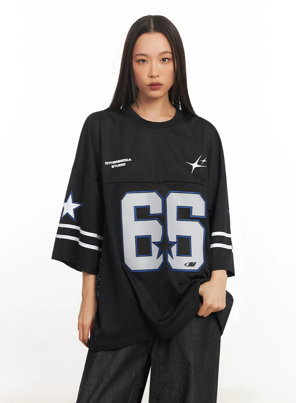 Oversized Mesh Graphic Tee IA504 - Image 2