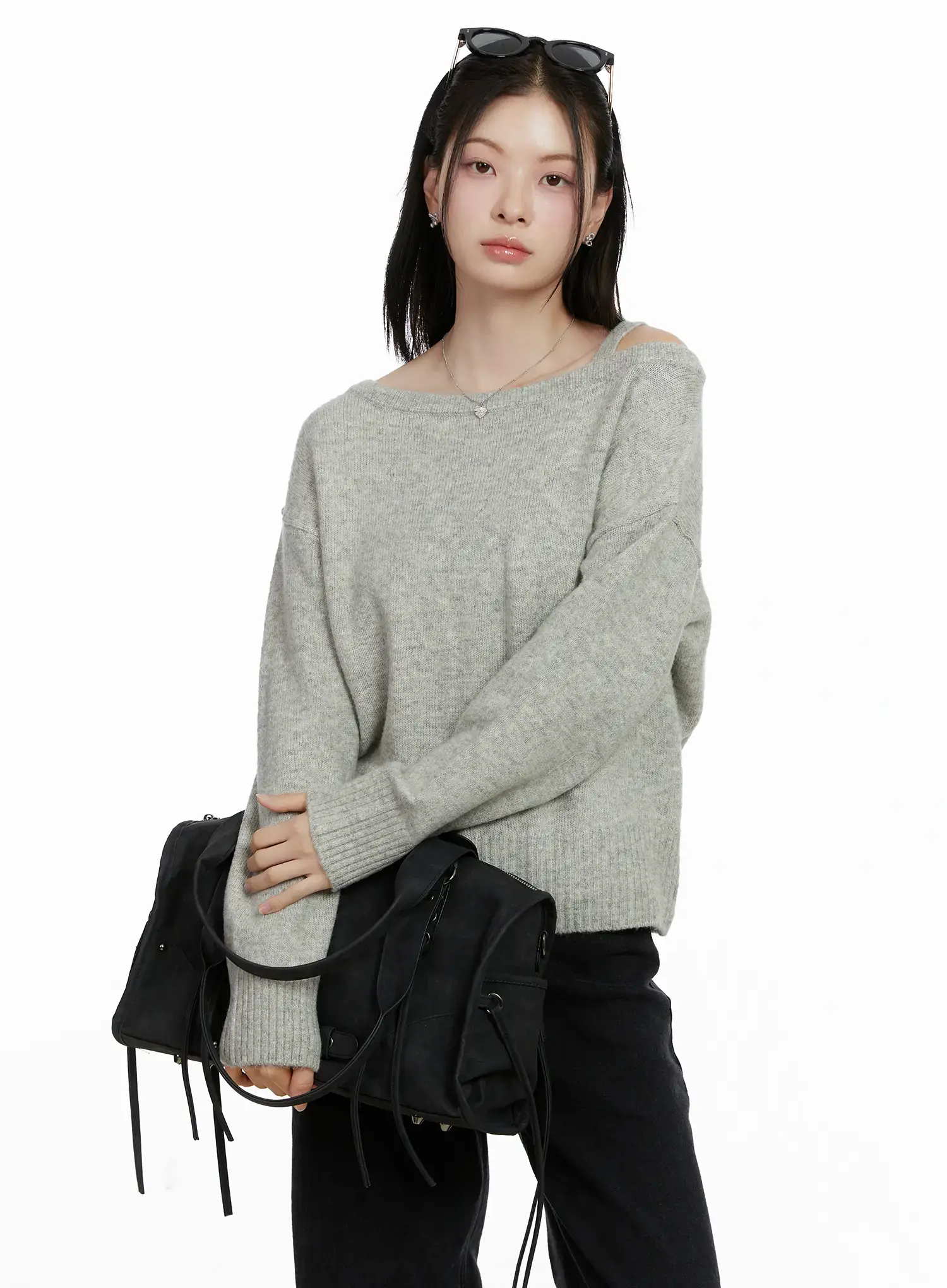 Oversized Off-Shoulder Knit Sweater F502