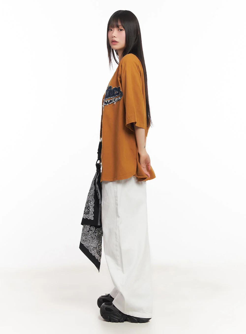 Oversized Patchwork Button-Up Shirt IA528 - Image 11