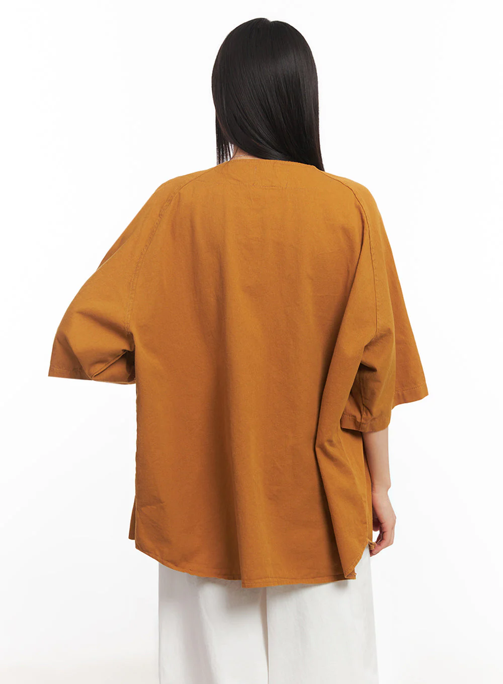 Oversized Patchwork Button-Up Shirt IA528 - Image 8