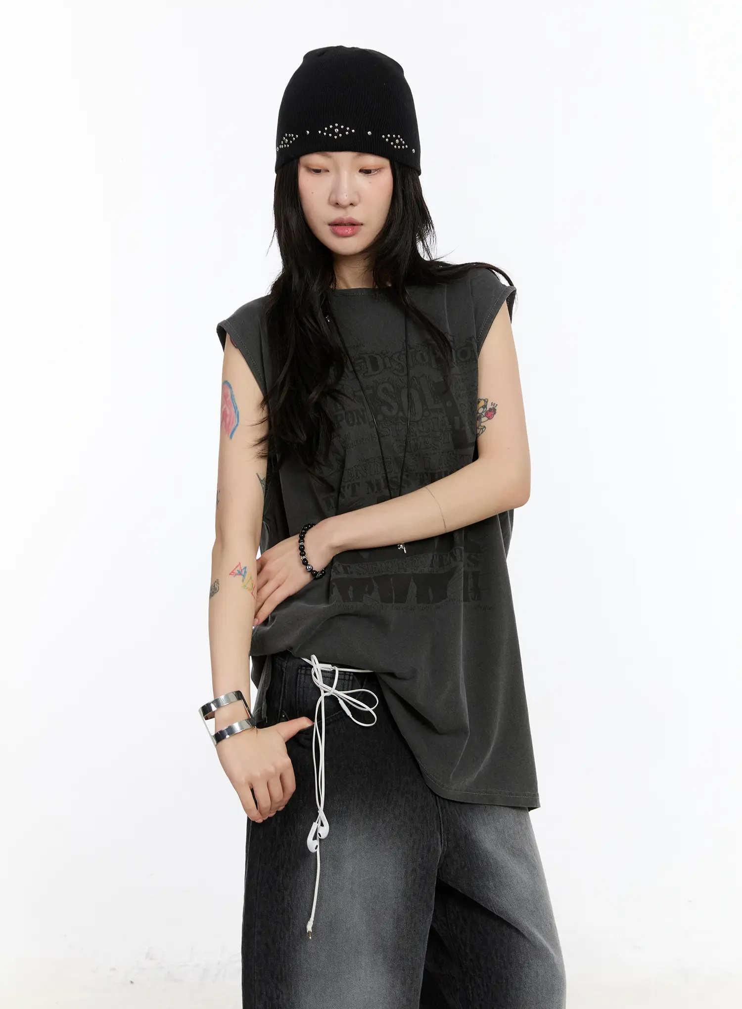 Oversized Pigment Print Sleeveless Top CA508 - Image 10