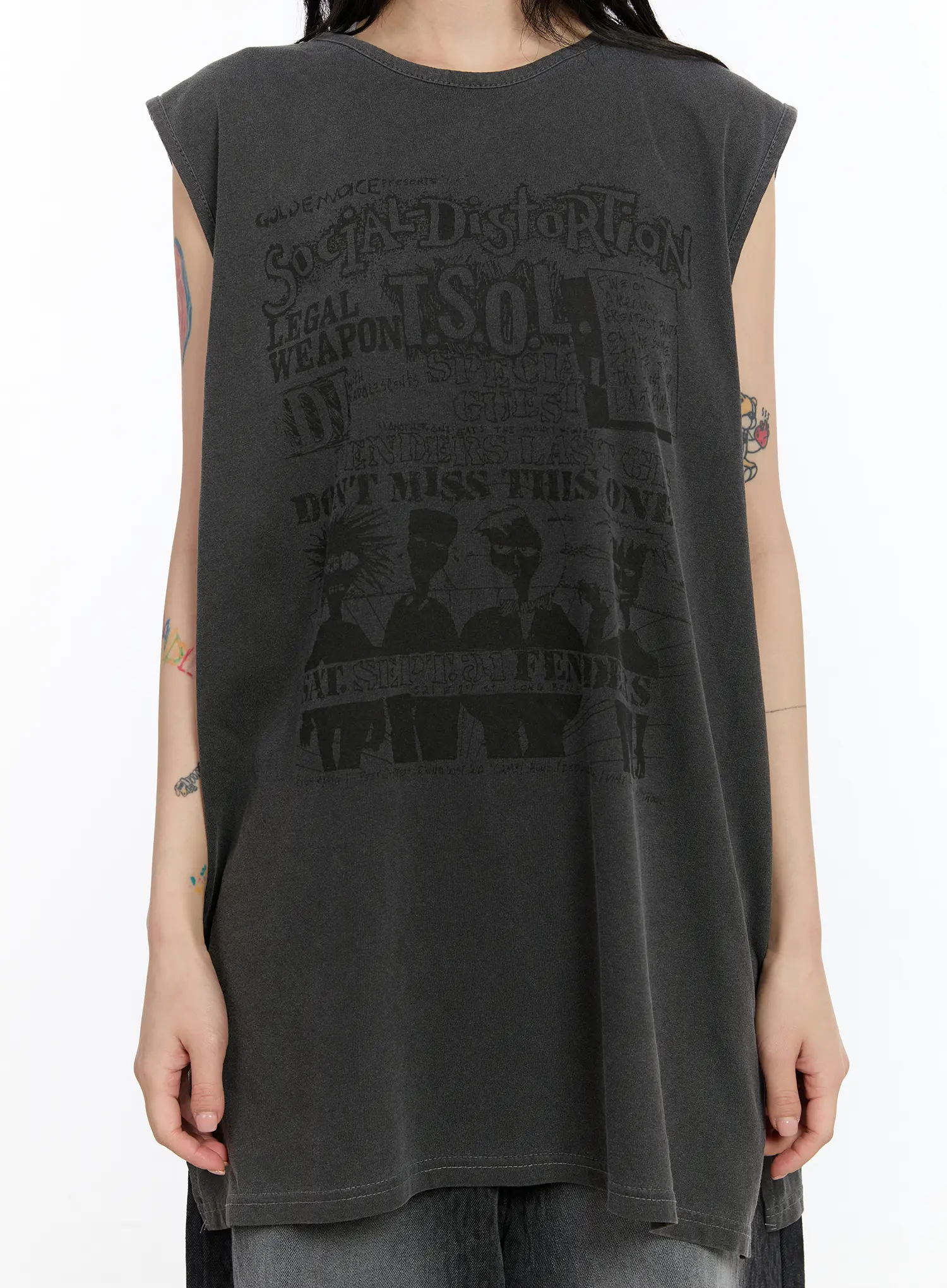 Oversized Pigment Print Sleeveless Top CA508 - Image 5