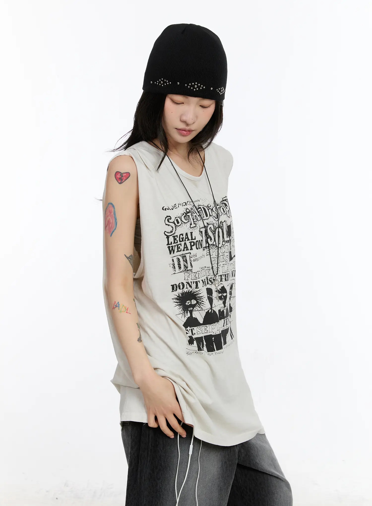 Oversized Pigment Print Sleeveless Top CA508 - Image 9