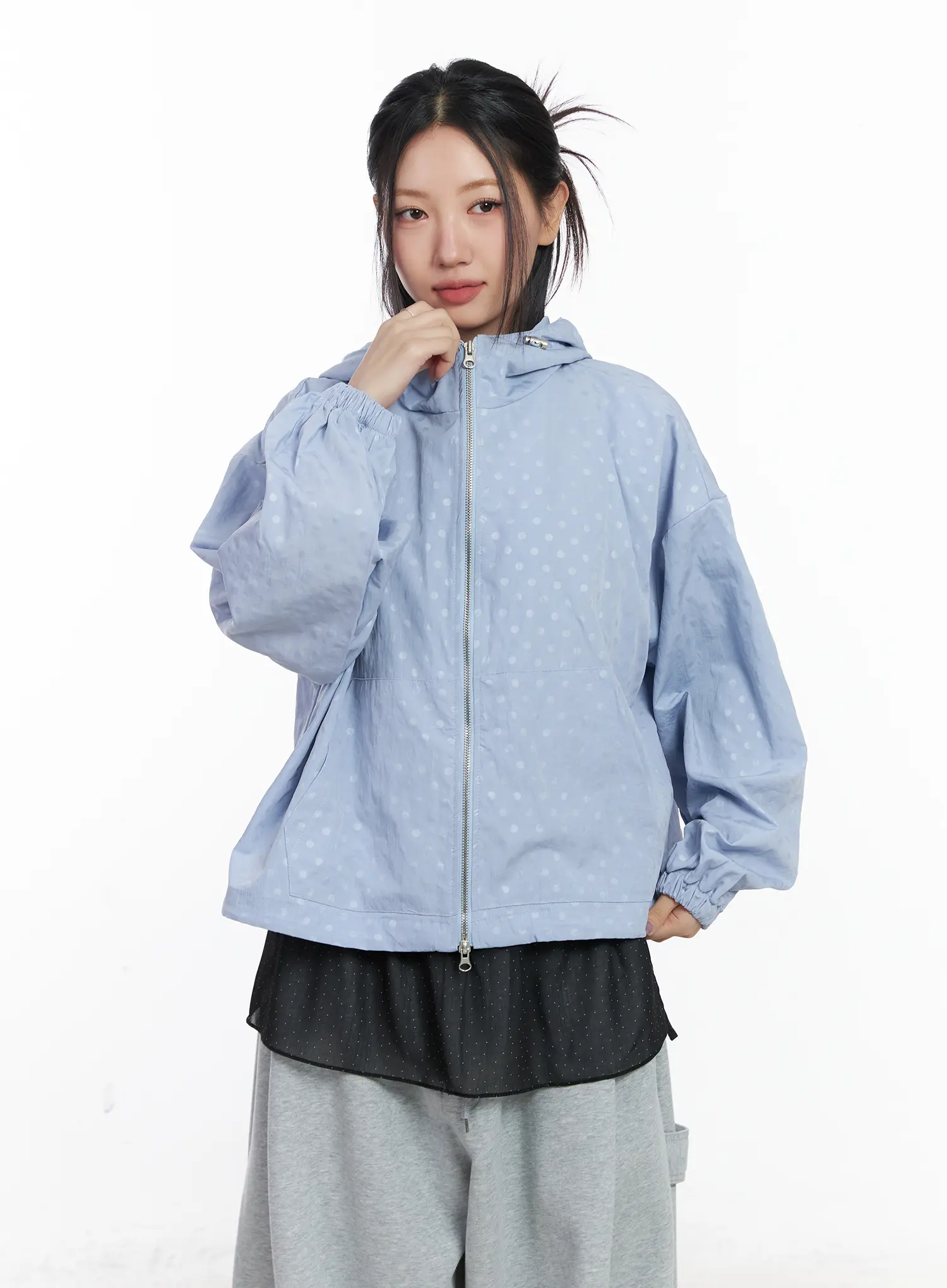 Oversized Polka Dot Windbreaker Jacket CJ530 - Image 11