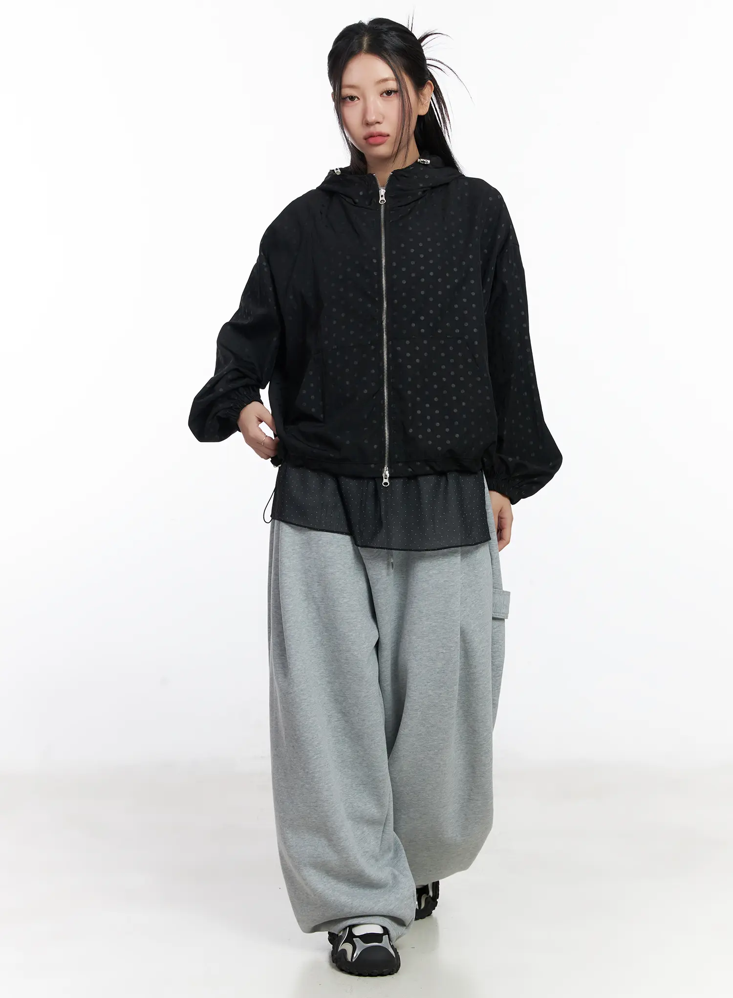 Oversized Polka Dot Windbreaker Jacket CJ530 - Image 3