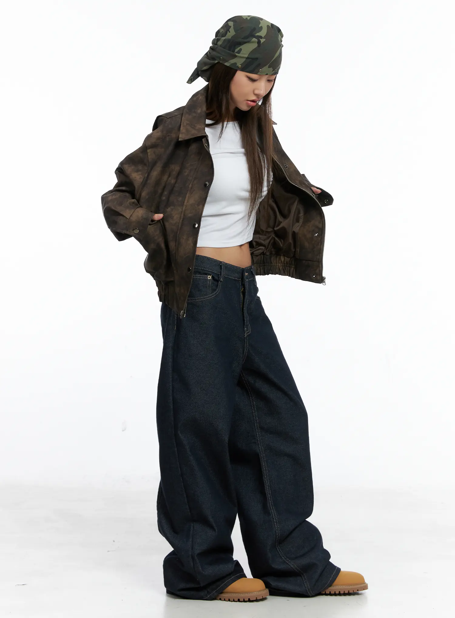 Oversized Print Leather Jacket CS505 - Image 4