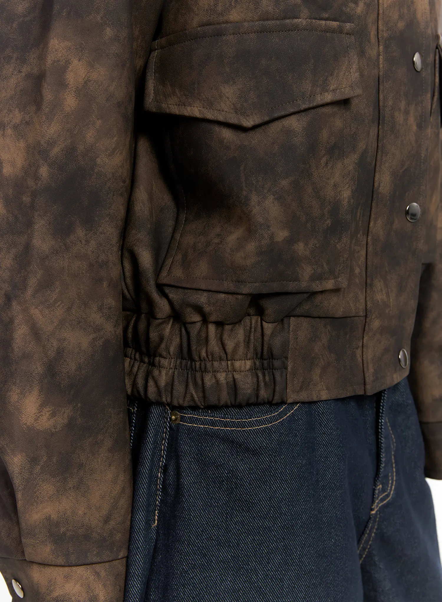 Oversized Print Leather Jacket CS505 - Image 6