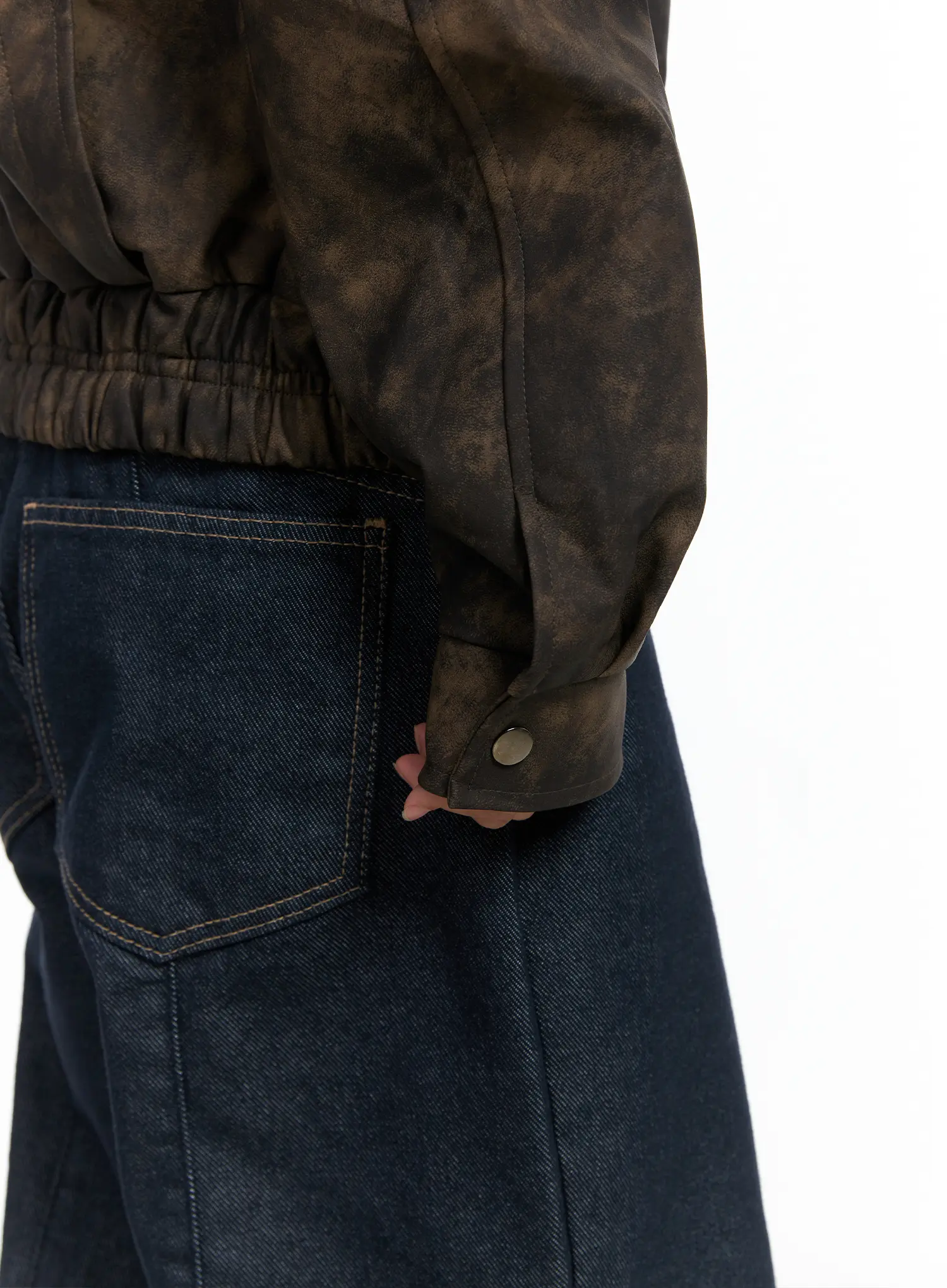 Oversized Print Leather Jacket CS505 - Image 7