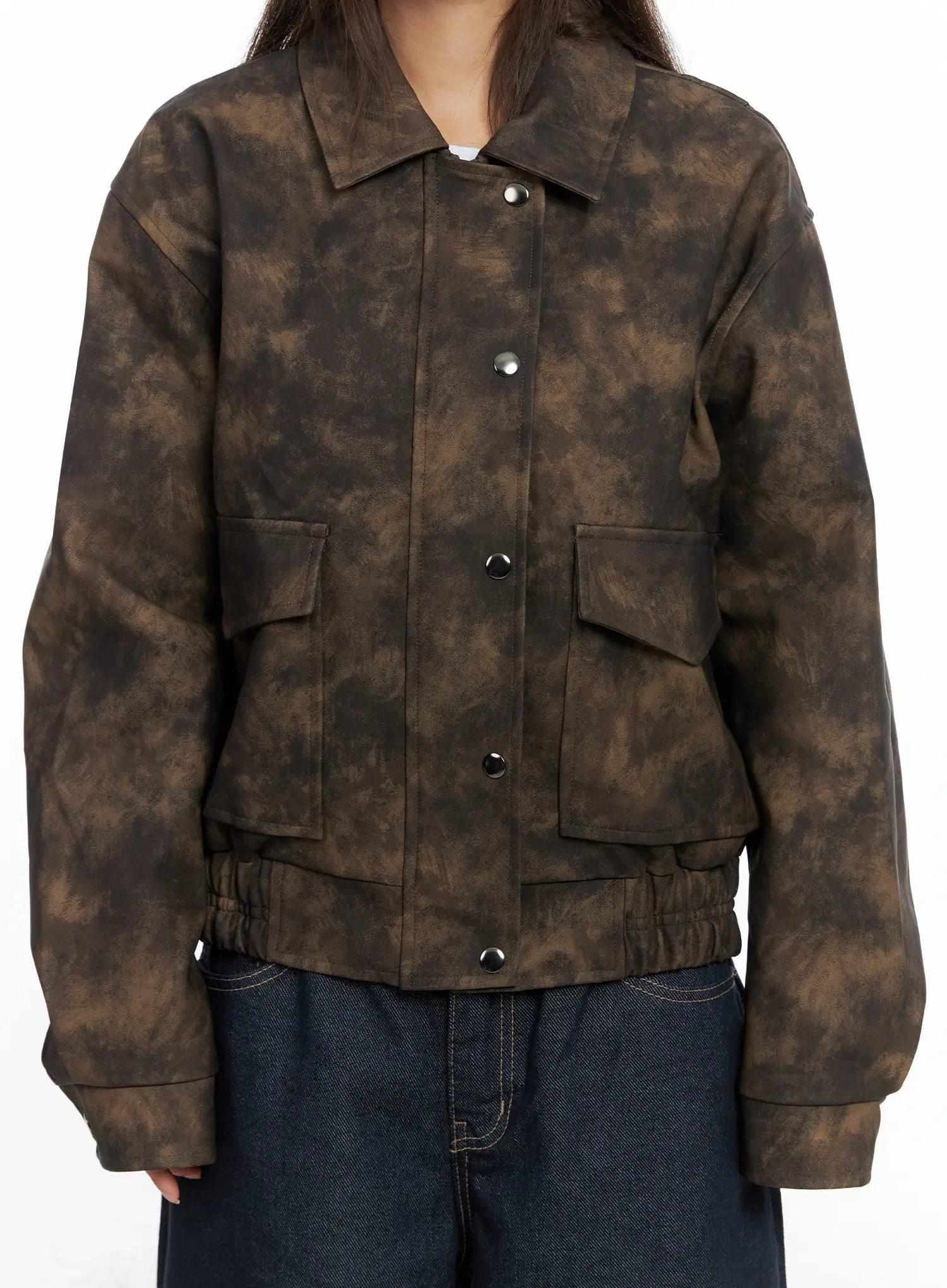 Oversized Print Leather Jacket CS505 - Image 8