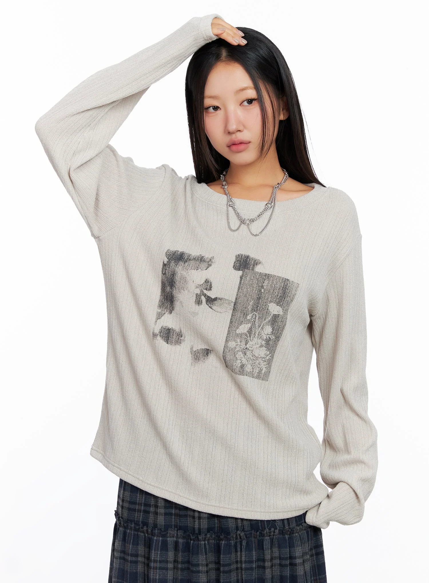 Oversized Ribbed Knit Long Sleeve Top CO515 - Image 9