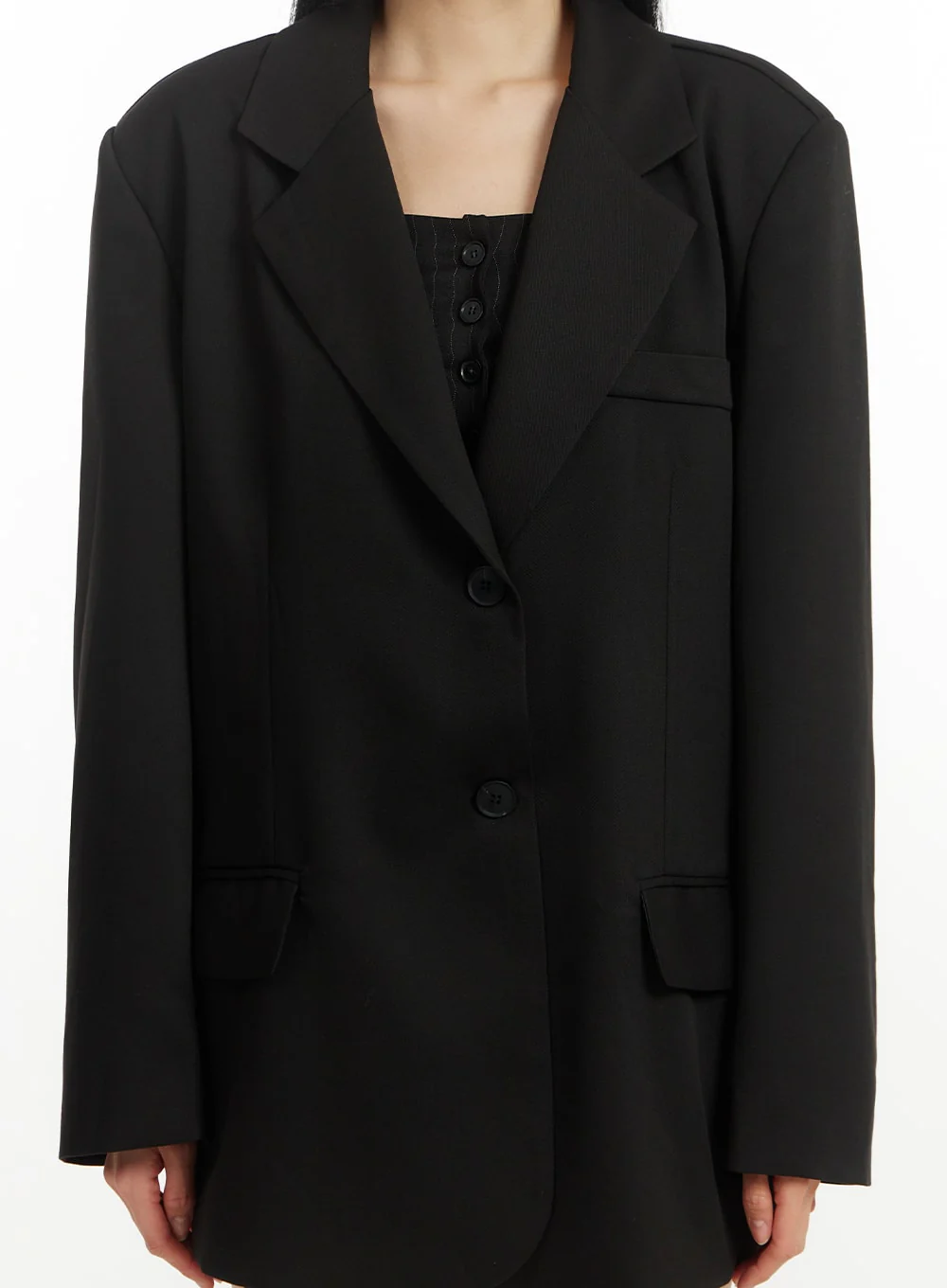 Oversized Solid Pocket Blazer IM406 - Image 3