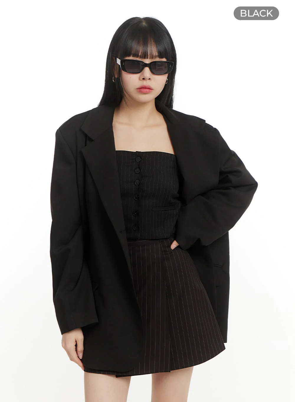 Oversized Solid Pocket Blazer IM406 - Image 8