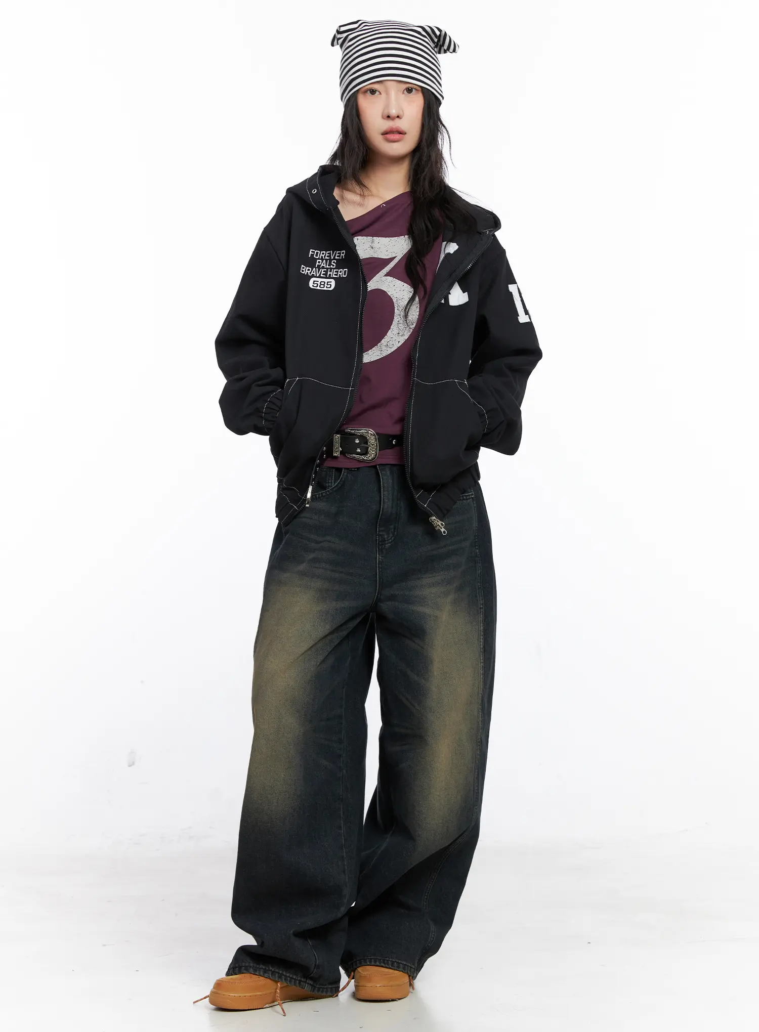 Oversized Stitch Hoodie Jacket CO507 - Image 2