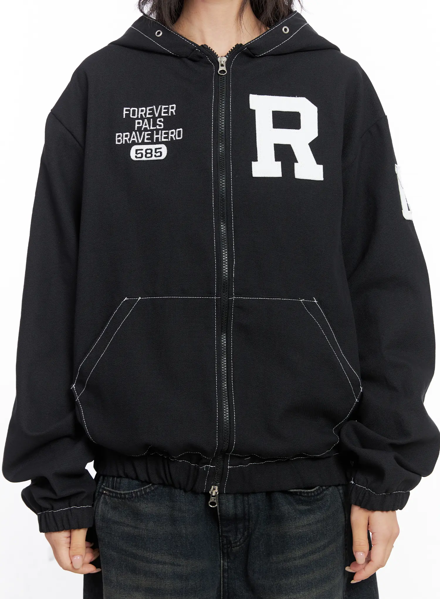 Oversized Stitch Hoodie Jacket CO507 - Image 4