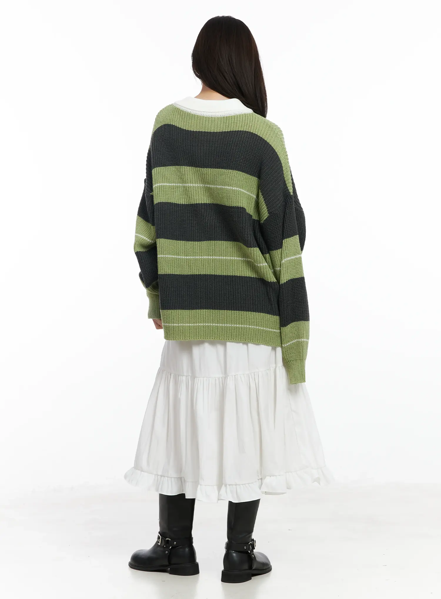 Oversized Striped Knit Pullover Sweater IF520 - Image 5