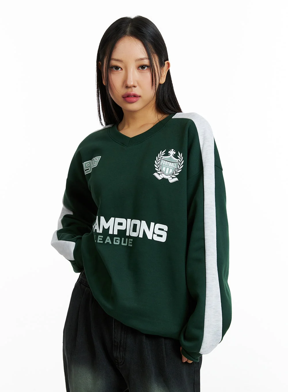 Oversized V Neck Sweatshirt IN322 - Image 4
