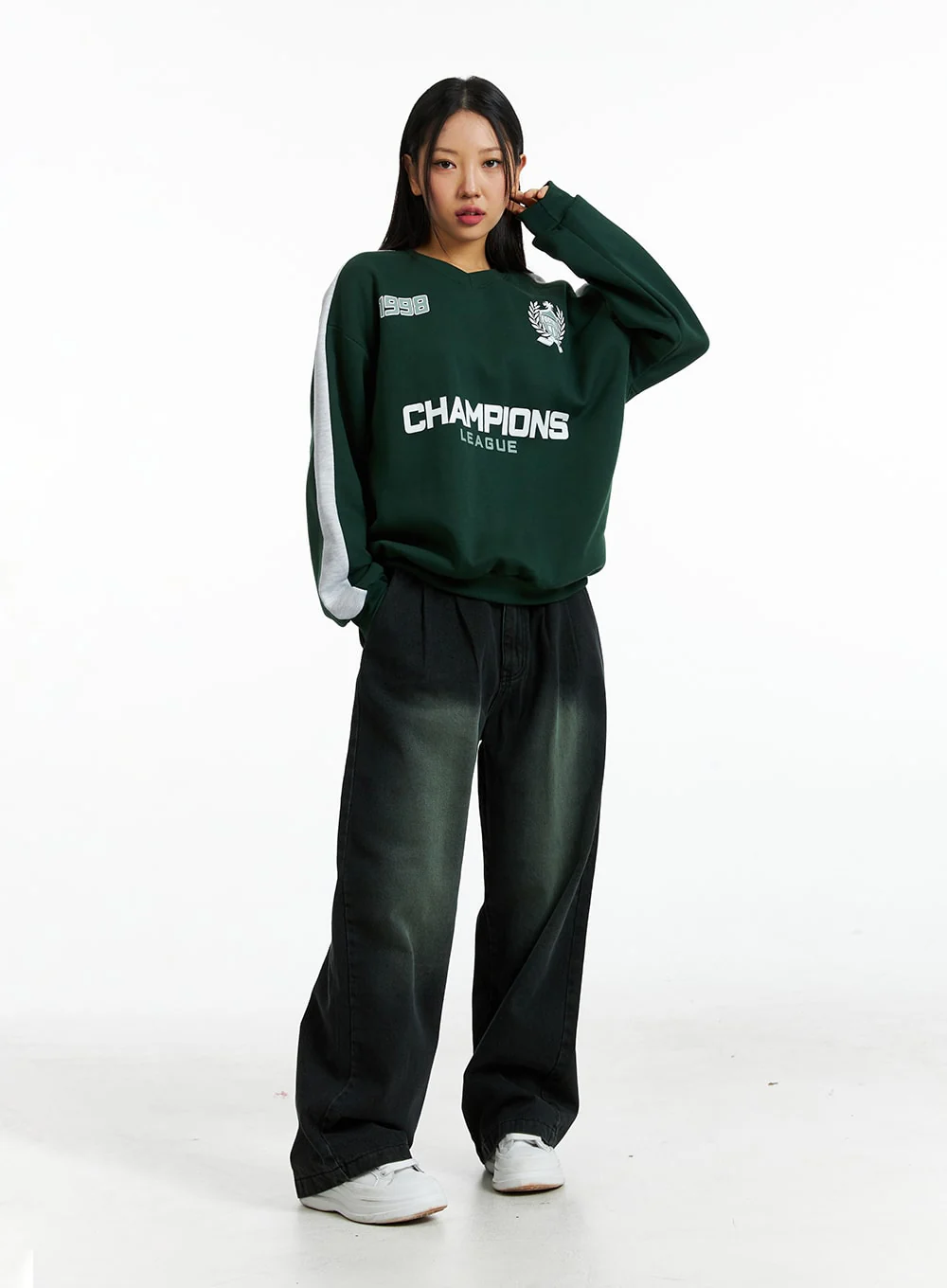 Oversized V Neck Sweatshirt IN322 - Image 5