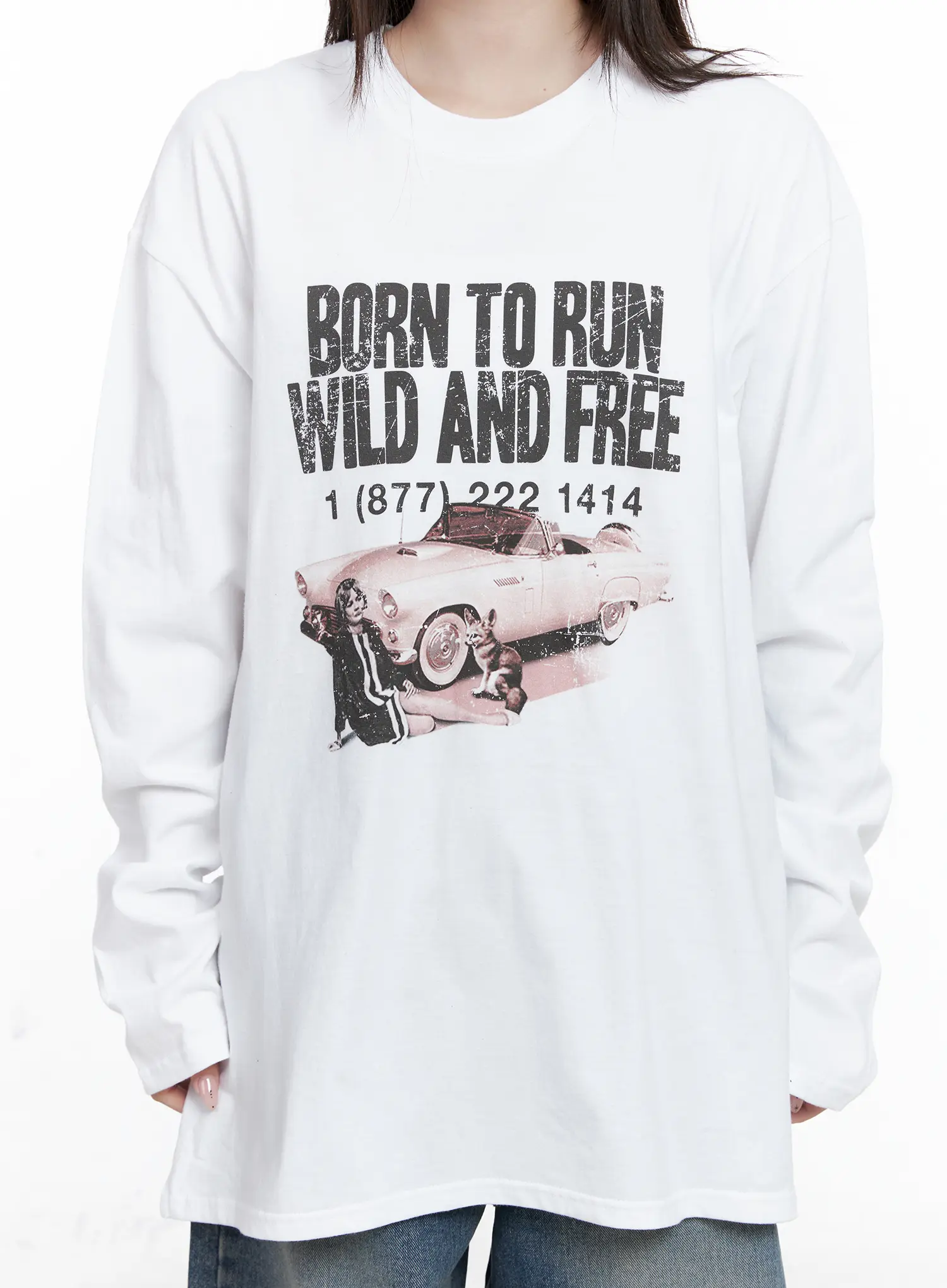 Oversized Vintage Print Long Sleeve Tee CO520 - Image 9