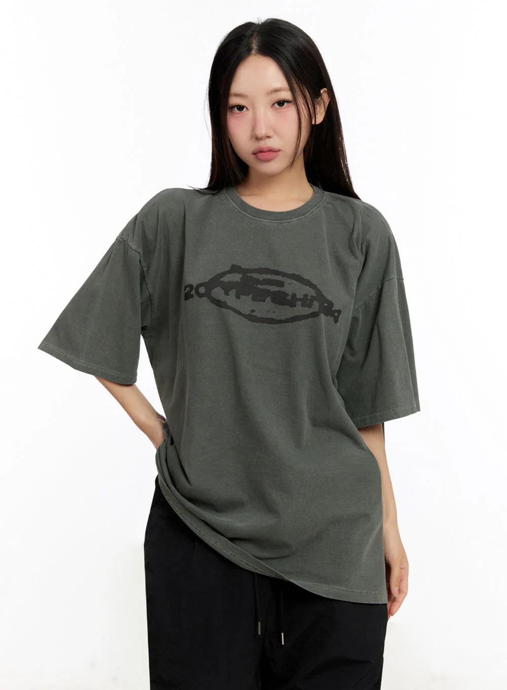 Oversized Washed Graphic Tee IU509 - Image 10