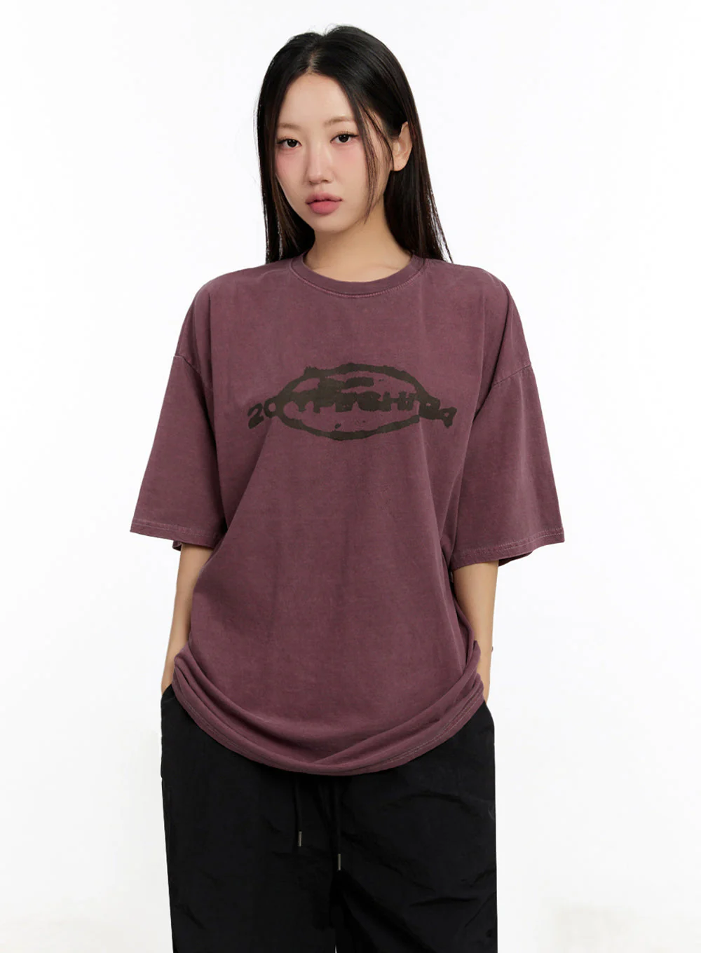 Oversized Washed Graphic Tee IU509 - Image 9