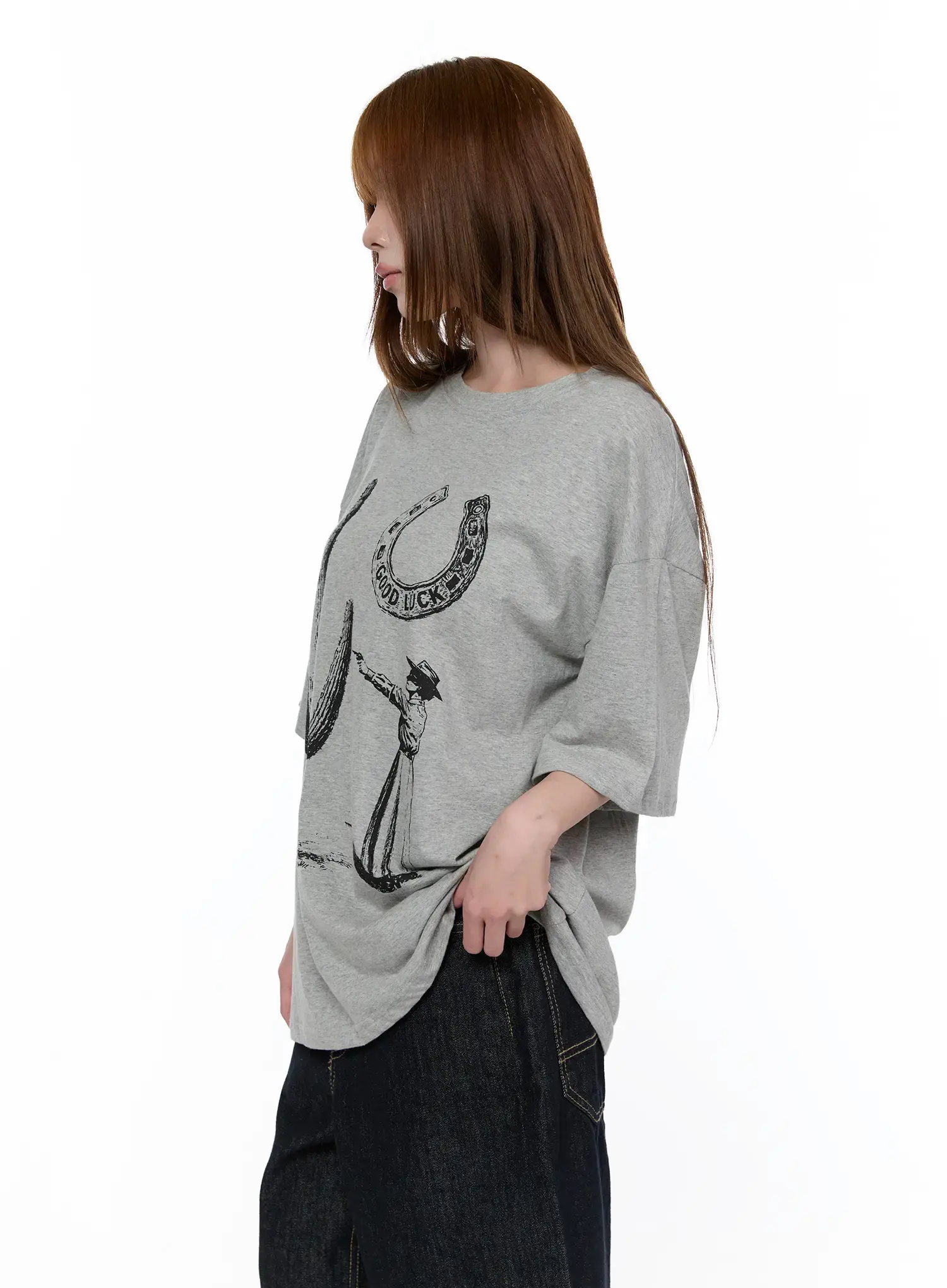 Oversized Western Print Tee CA521 - Image 7