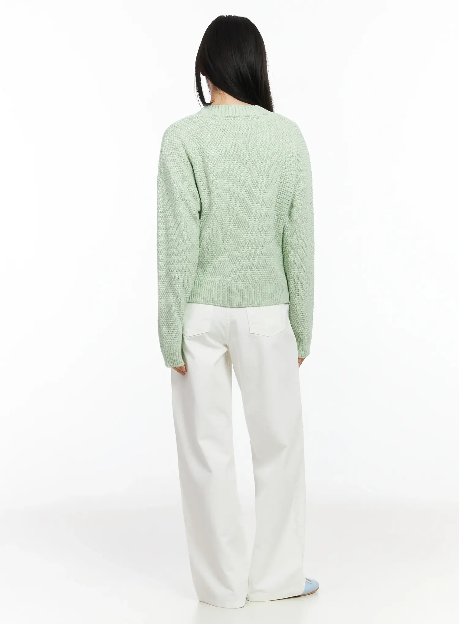 Pastel Waffle V-Neck Cardigan IM524 - Image 10