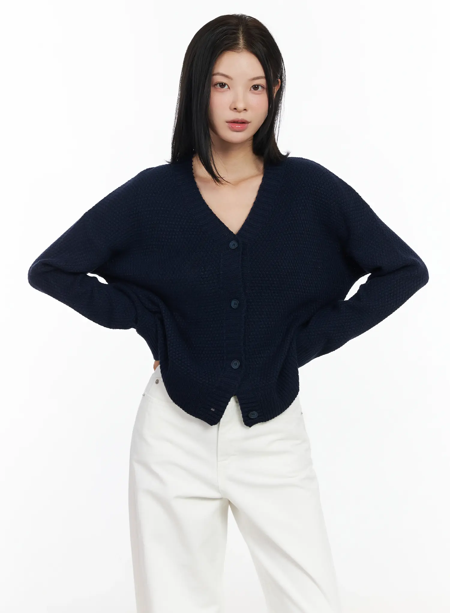 Pastel Waffle V-Neck Cardigan IM524 - Image 14