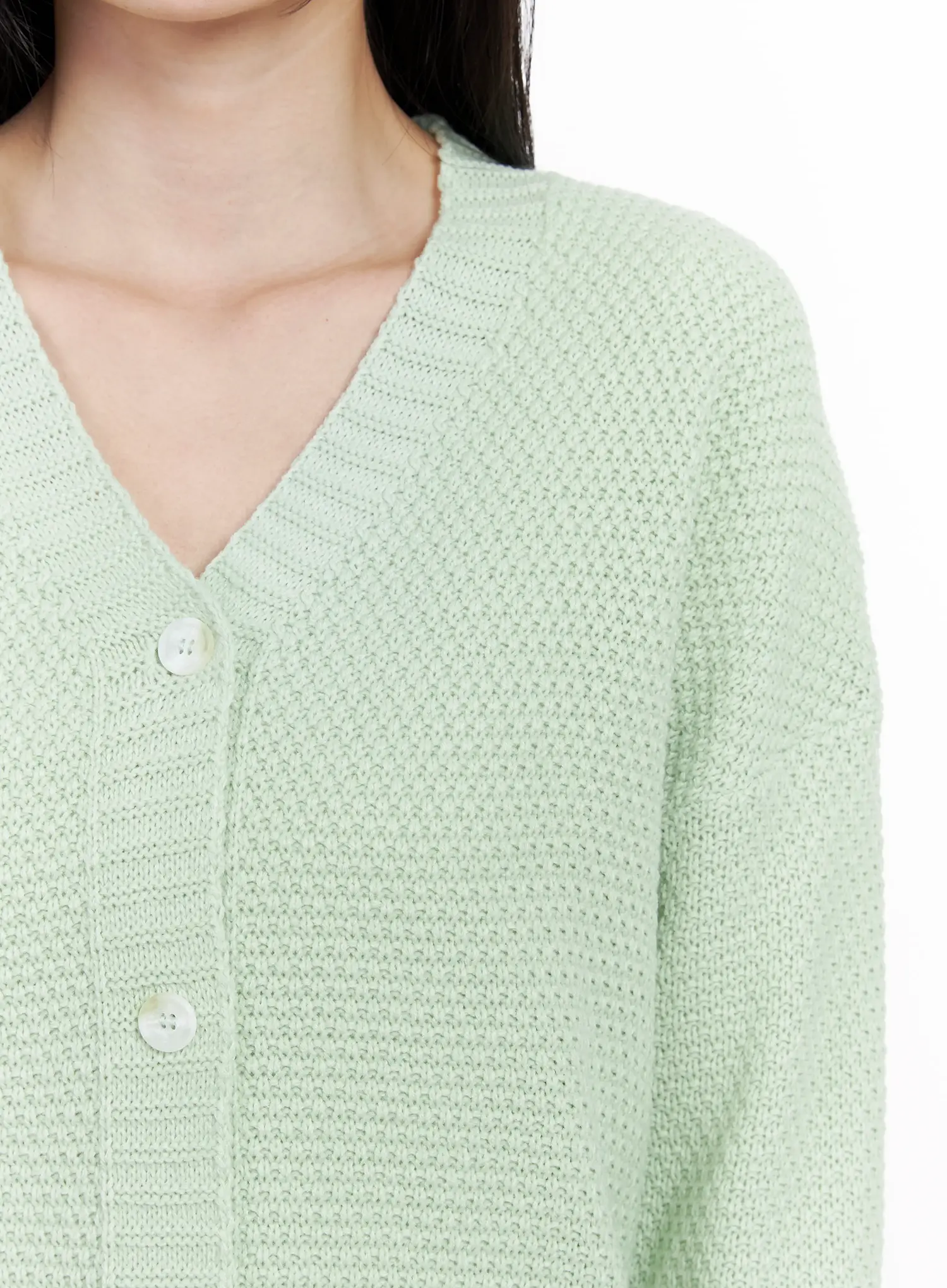 Pastel Waffle V-Neck Cardigan IM524 - Image 7