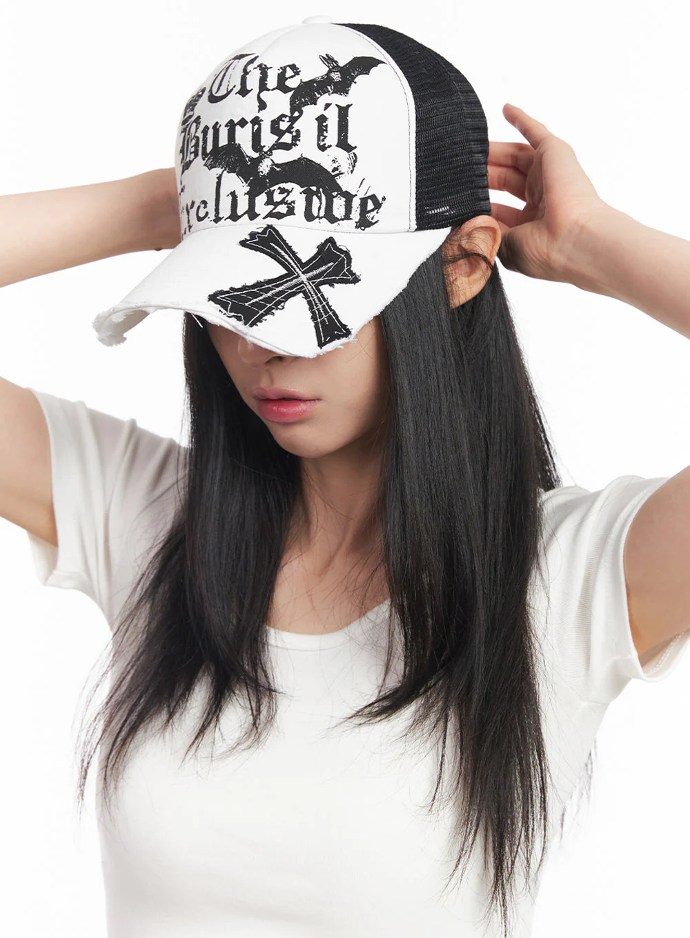 Patched Graphic Mesh Cap IY516