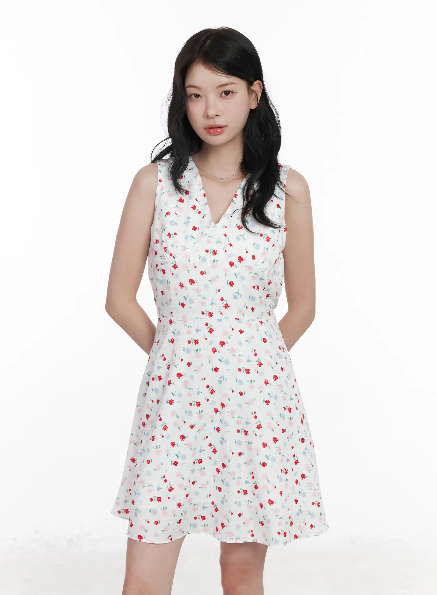Patterned V-Neck Sleeveless Mini Dress CA509 - Image 2